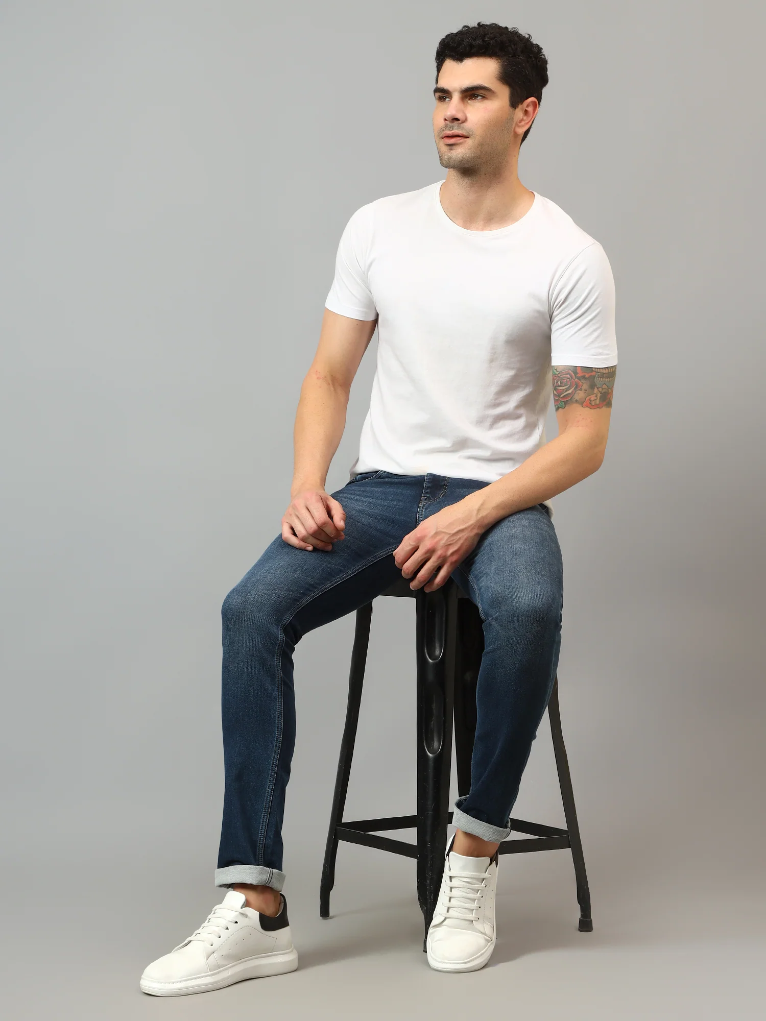 Denim Jeans for Men l Breathable & Soft with Color Fastness Ultra Narrow Fit Cotton Fabric Solid Pattern Button Closure - Image 8