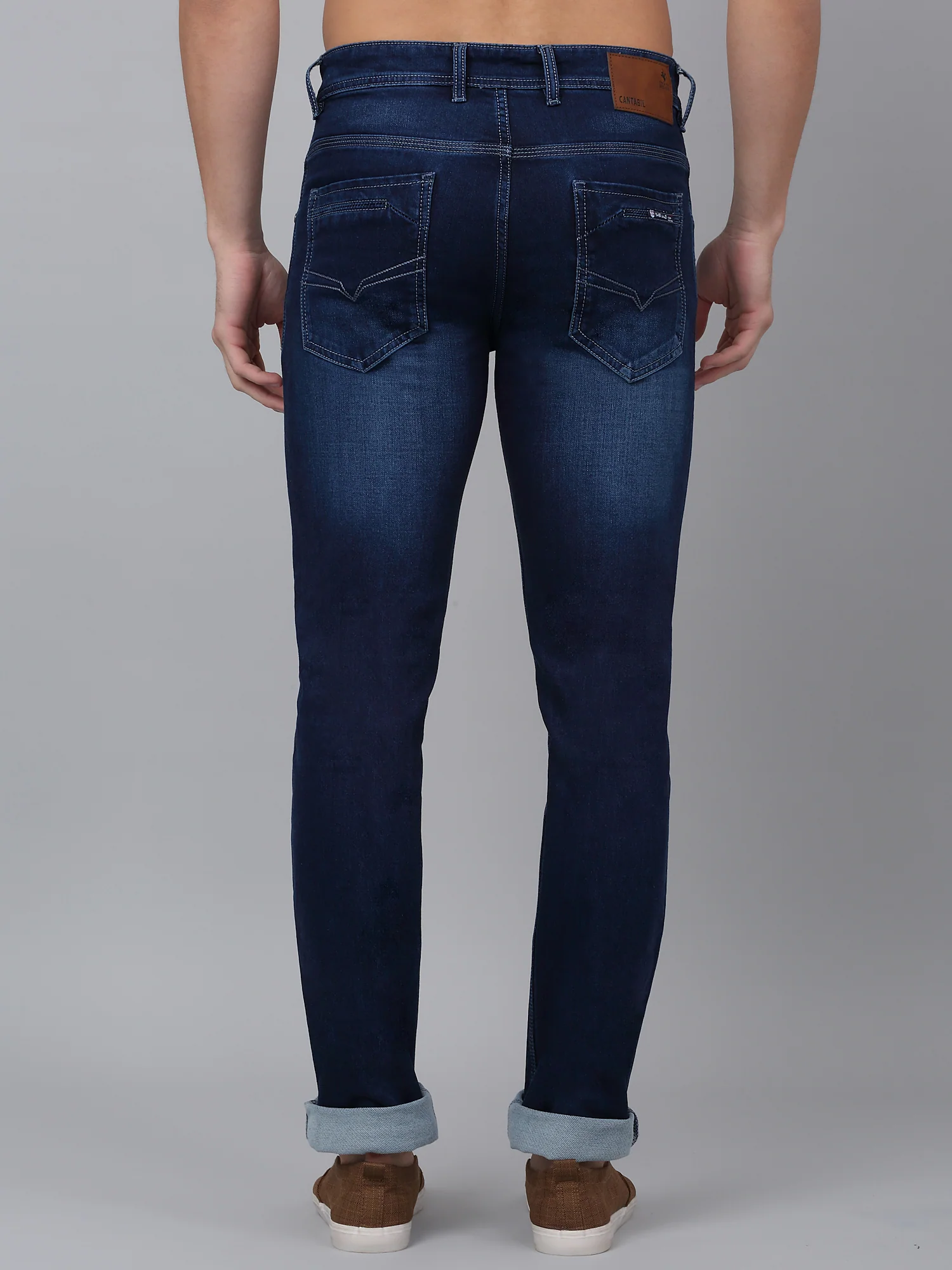 Denim Jeans for Men l Breathable & Soft with Color Fastness Ultra Narrow Fit Cotton Fabric Solid Pattern Button Closure - Image 2