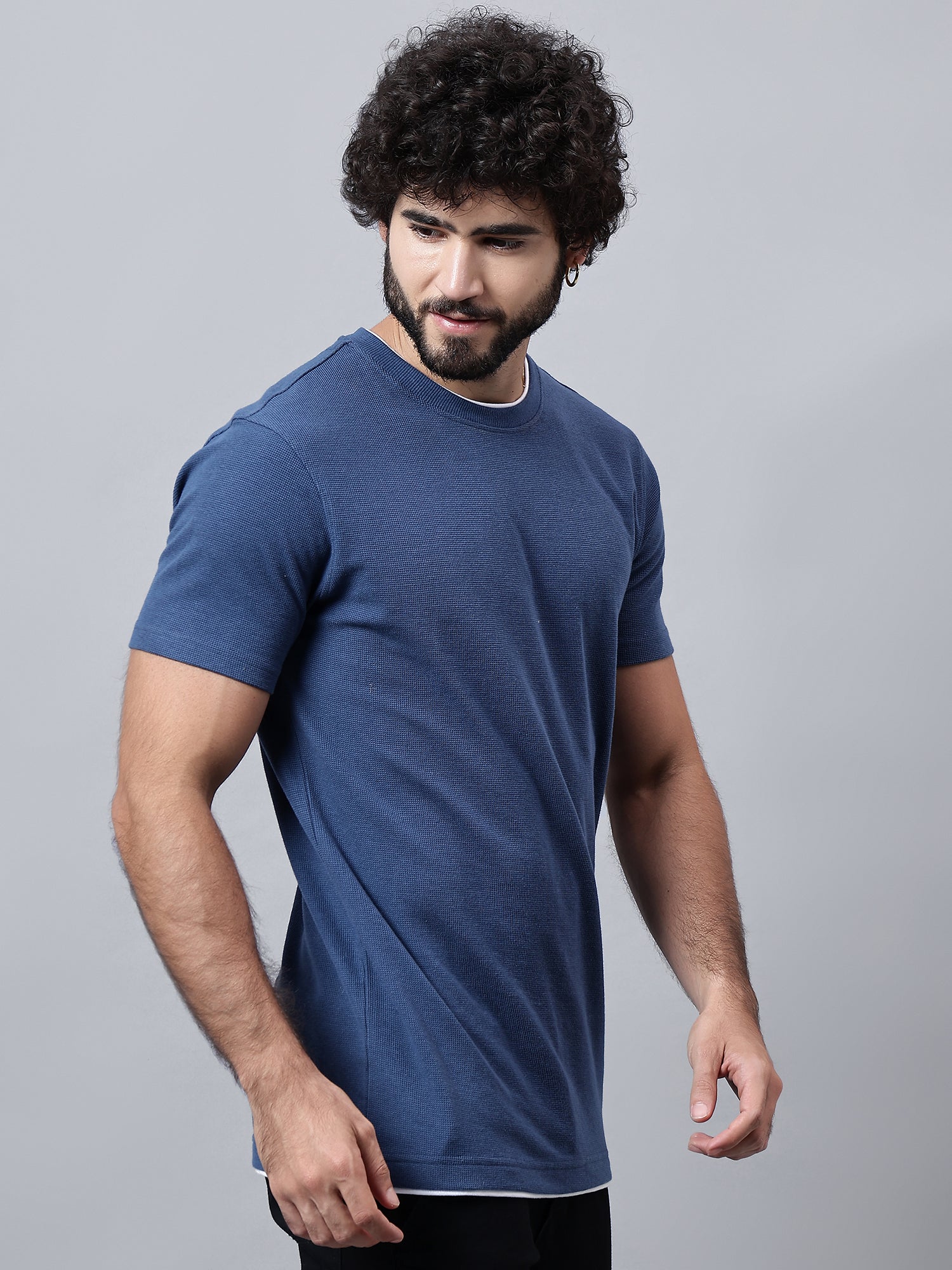 T-Shirt for Men | Breathable & Soft with Color Fastness Regular Fit Round Neck Poly Cotton Fabric Solid Pattern - Image 3
