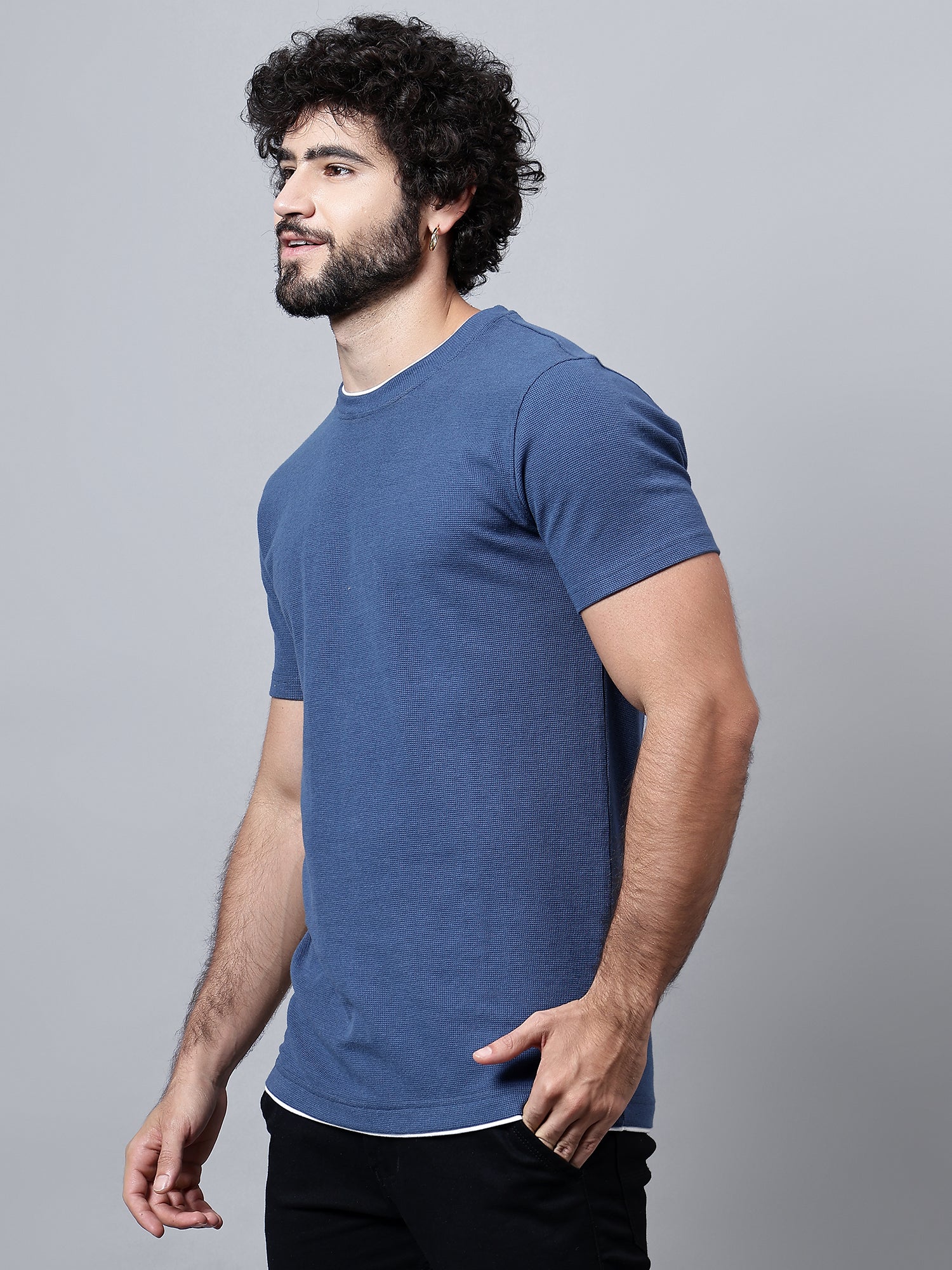 T-Shirt for Men | Breathable & Soft with Color Fastness Regular Fit Round Neck Poly Cotton Fabric Solid Pattern - Image 4