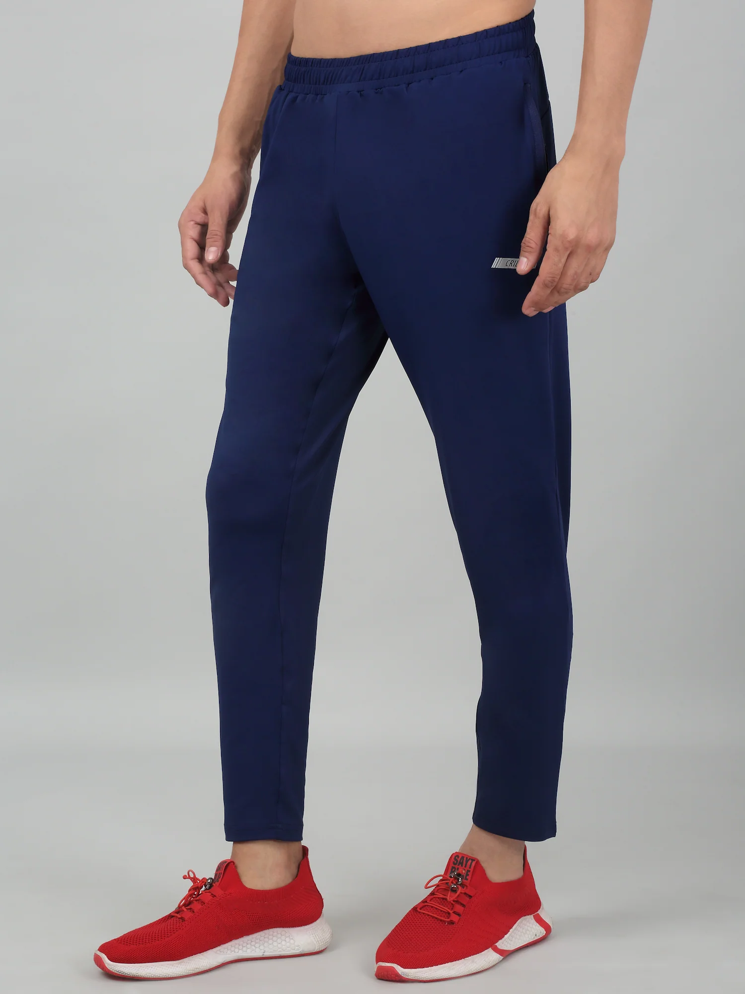 Men's Blue Solid Stretchable Active Wear Track Pant - Image 3