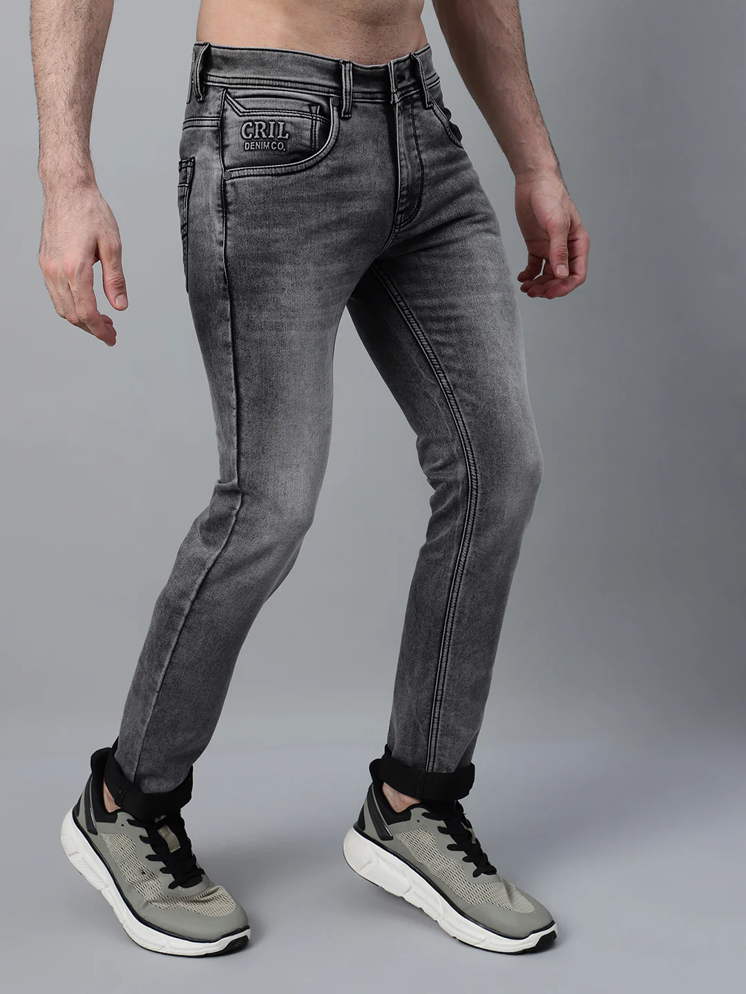 Denim Jeans for Men l Breathable & Soft with Color Fastness Ultra Narrow Fit Cotton Fabric Solid Pattern Button Closure - Image 4