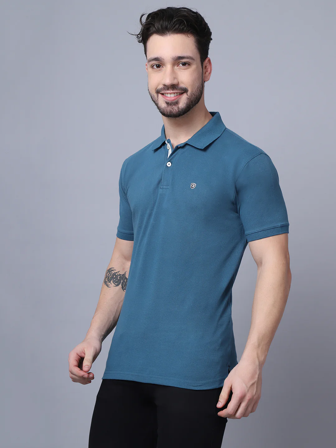 T-Shirt for Men | Breathable & Soft with Color Fastness Regular Fit Polo Neck Poly Cotton Fabric Solid Pattern - Image 4