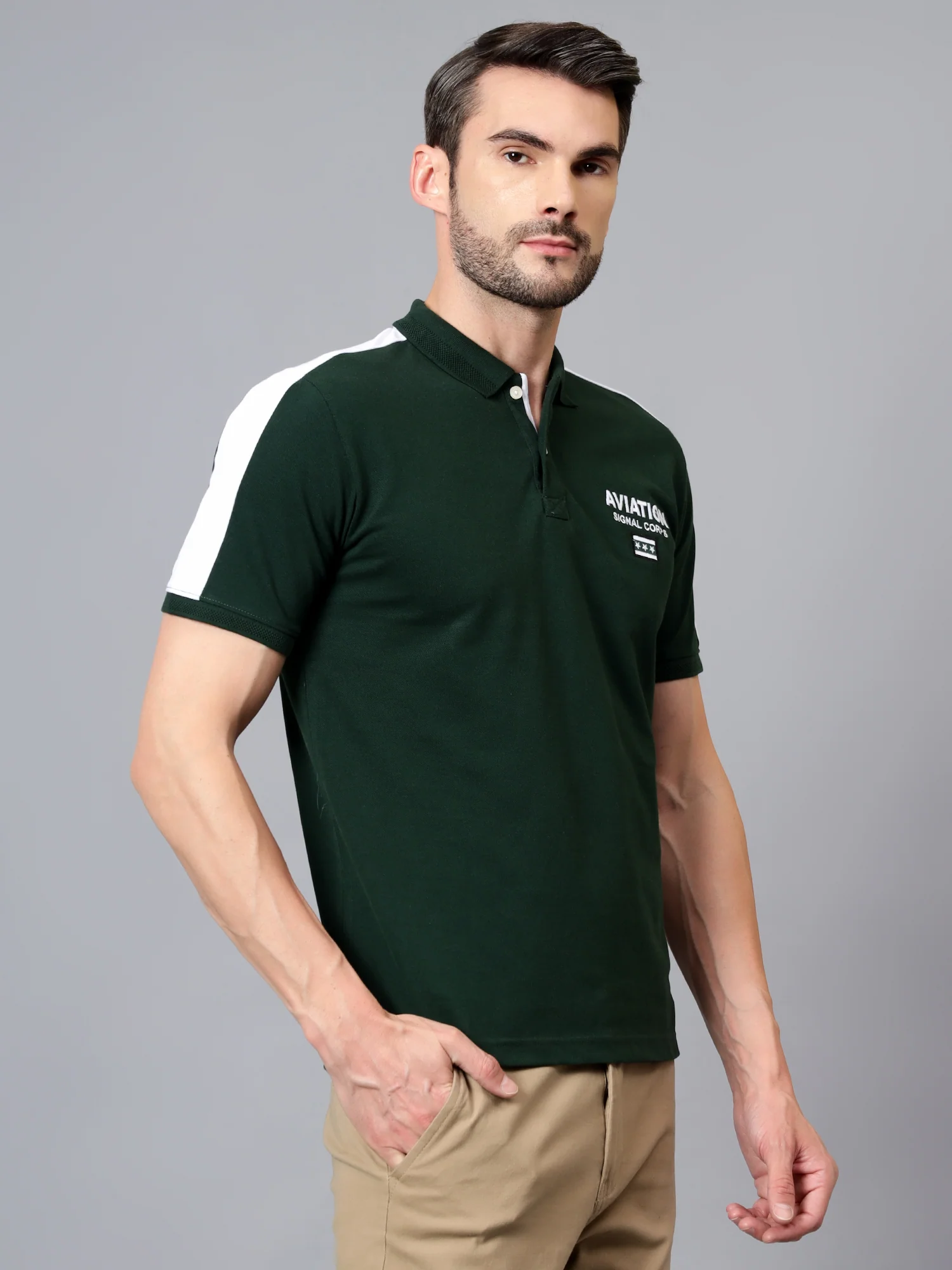 T-Shirt for Men | Breathable & Soft with Color Fastness Regular Fit Polo Neck Poly Cotton Fabric Printed Pattern - Image 3