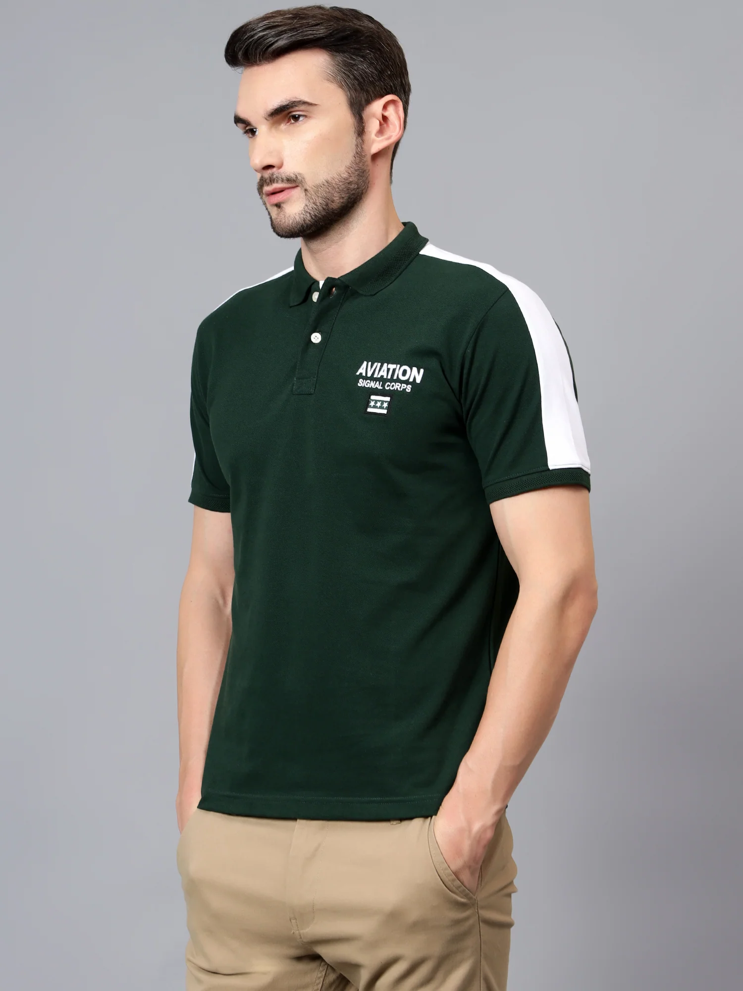 T-Shirt for Men | Breathable & Soft with Color Fastness Regular Fit Polo Neck Poly Cotton Fabric Printed Pattern - Image 4