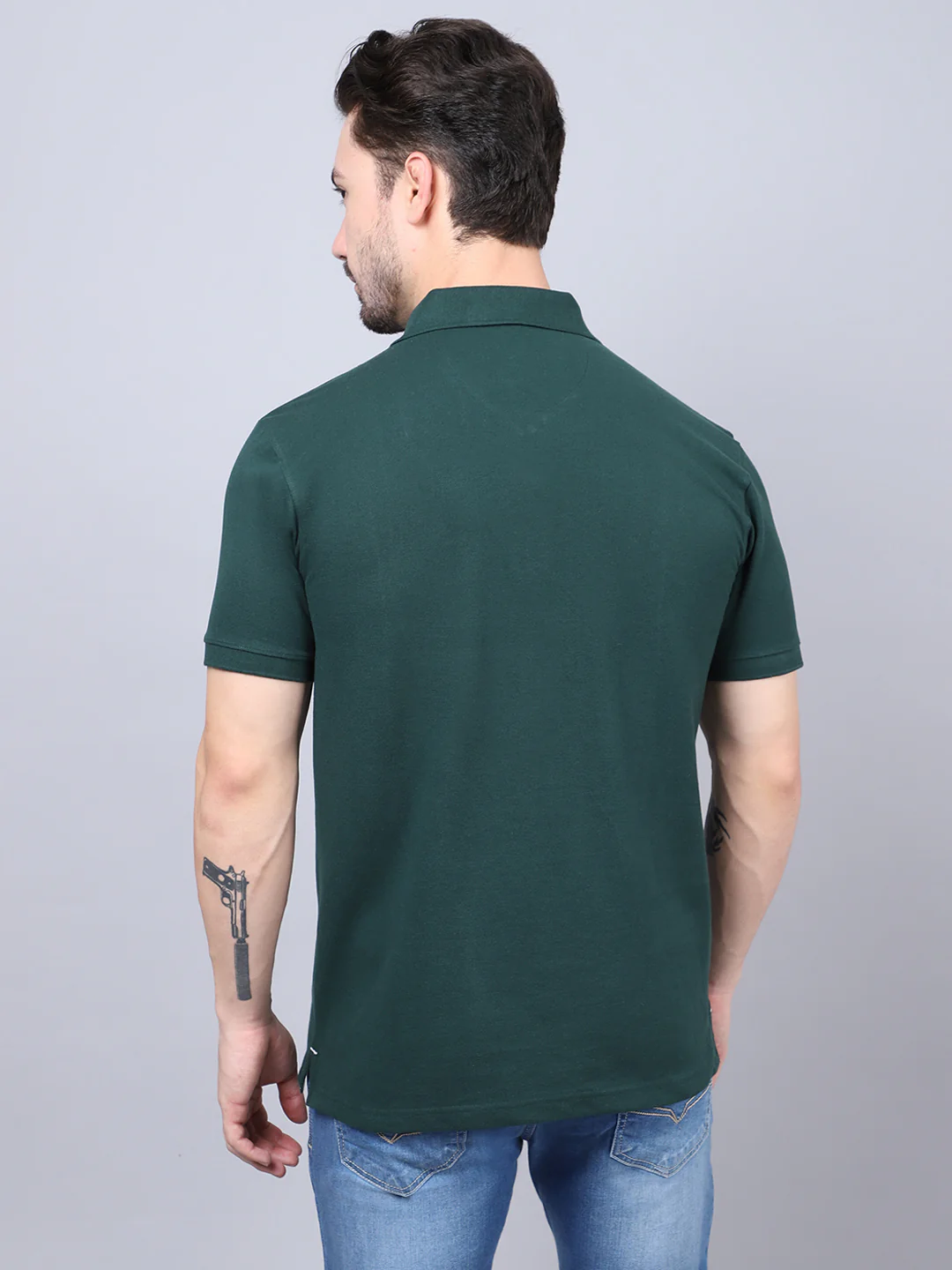 T-Shirt for Men | Breathable & Soft with Color Fastness Regular Fit Polo Neck Poly Cotton Fabric Solid Pattern - Image 2
