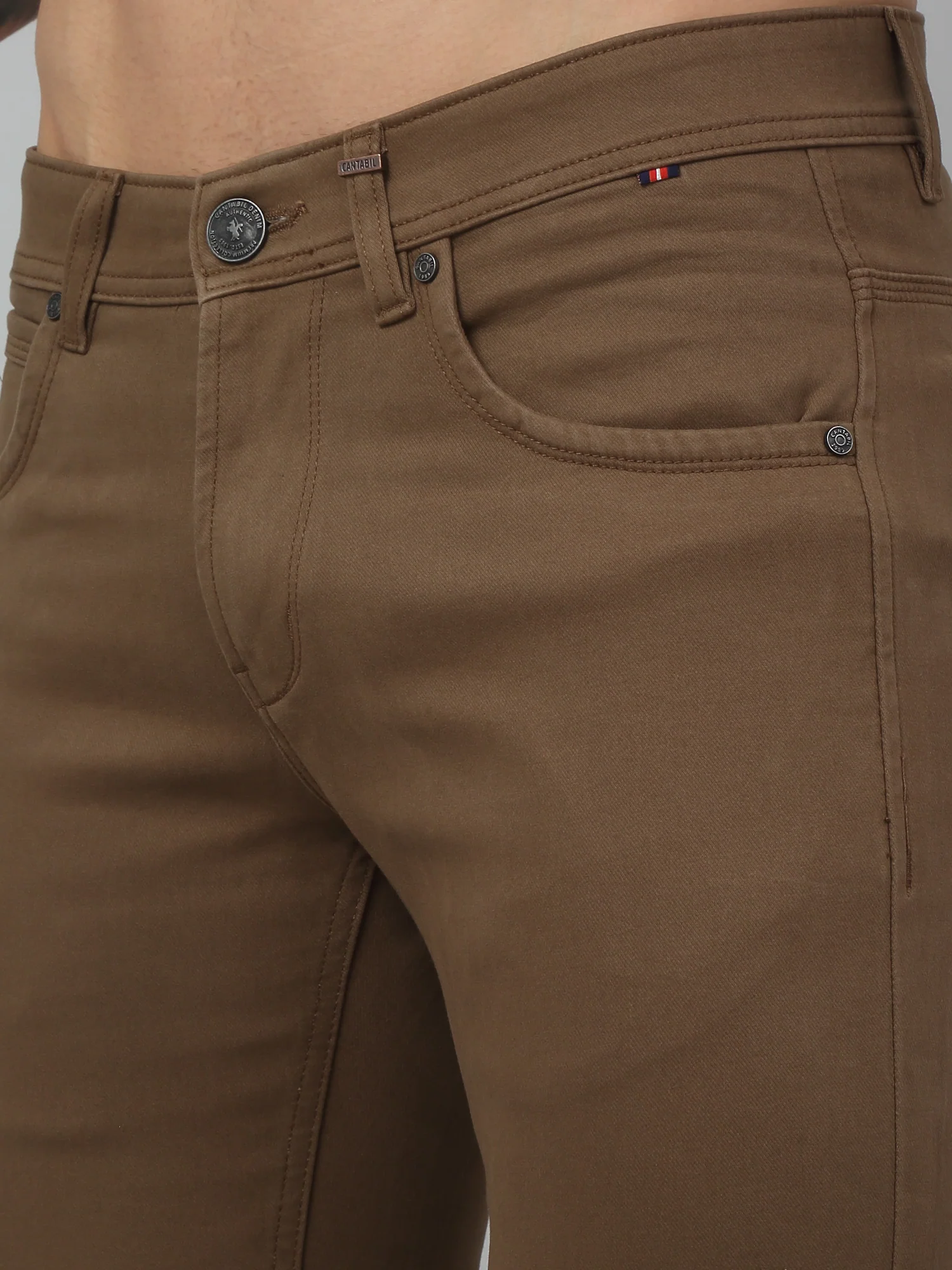 Men's Casual Flat front Brown  Trousers - Image 5