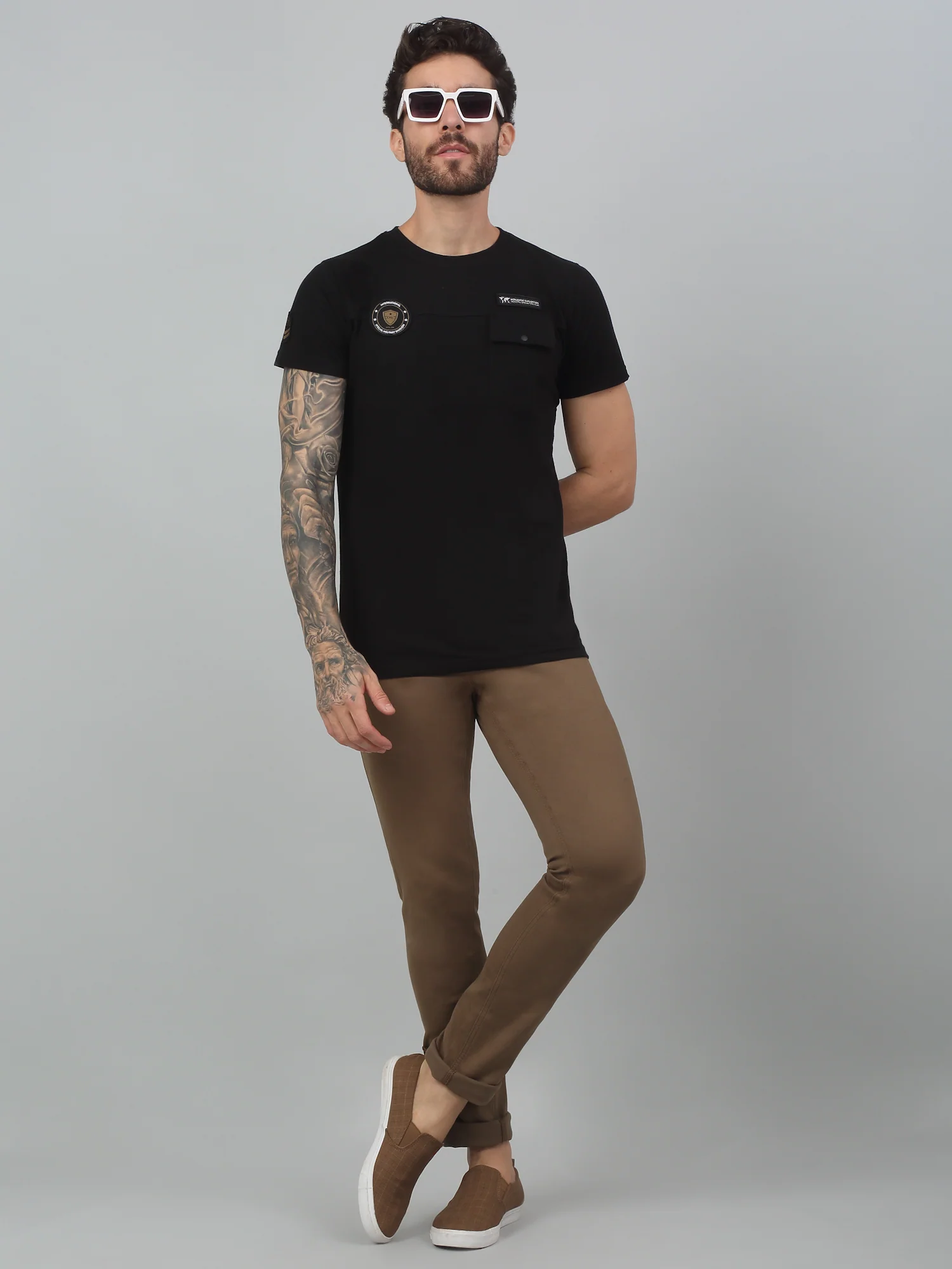 Men's Casual Flat front Brown  Trousers - Image 6