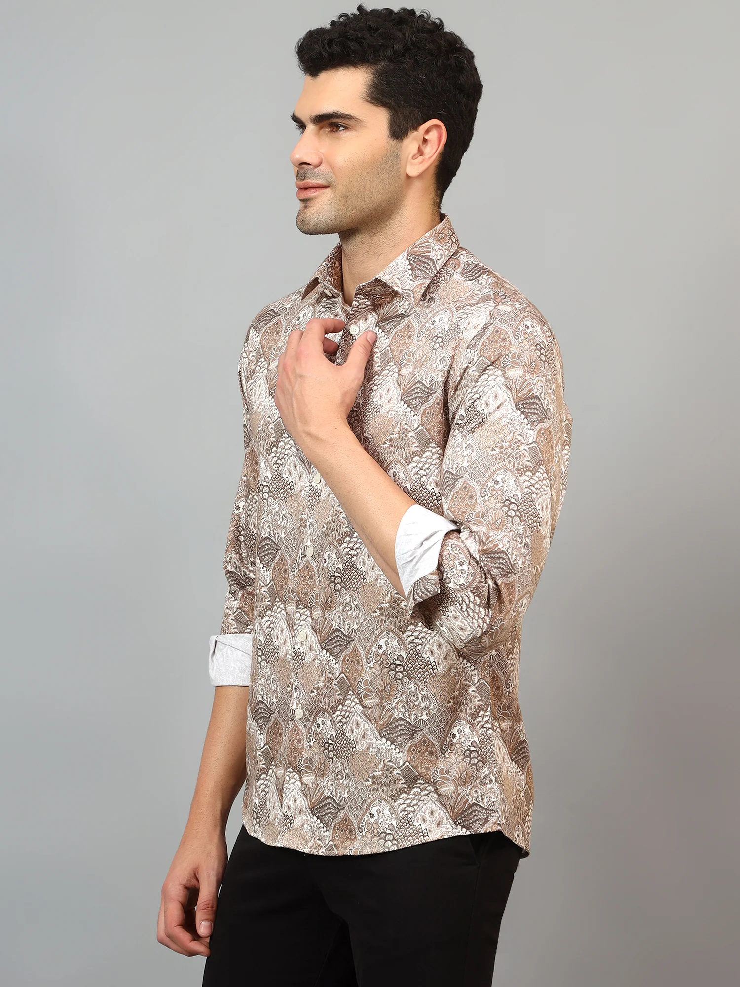 Formal Shirt for Men l Breathable & Soft with Color Fastness Regular Fit Spread Collar Neck Cotton Fabric Printed Pattern - Image 4