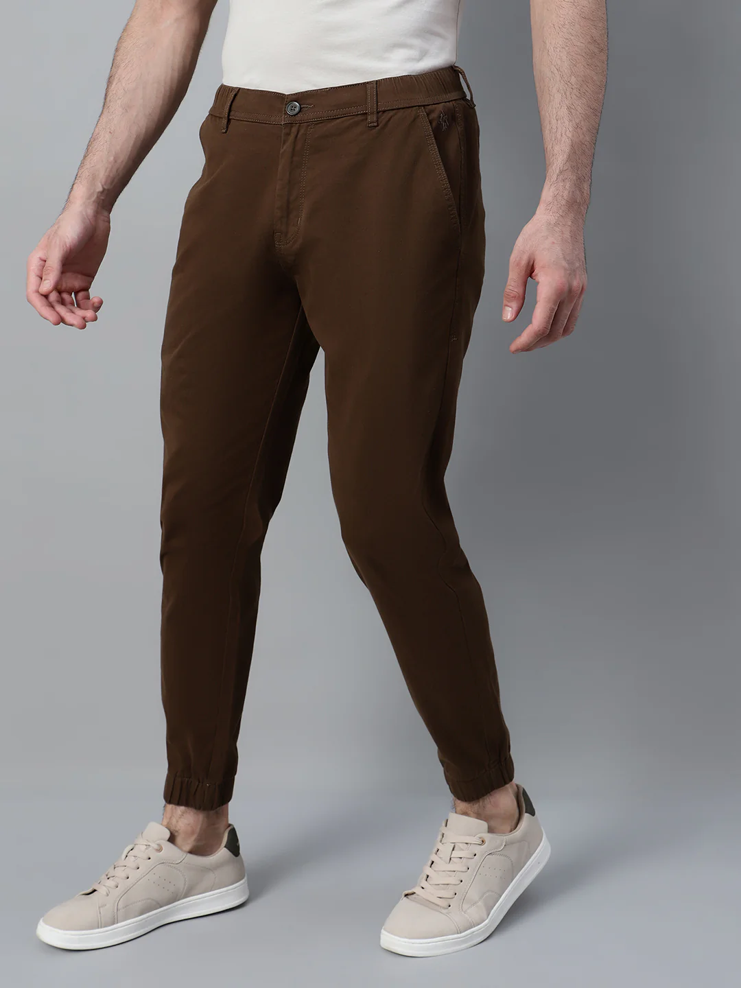 Men's Brown Solid Casual Jogger - Image 3