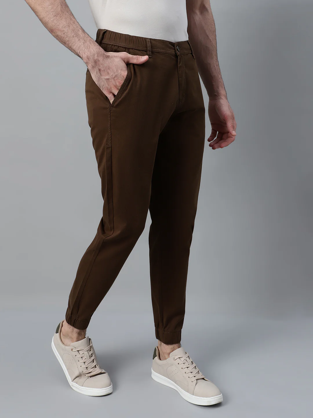 Men's Brown Solid Casual Jogger - Image 4