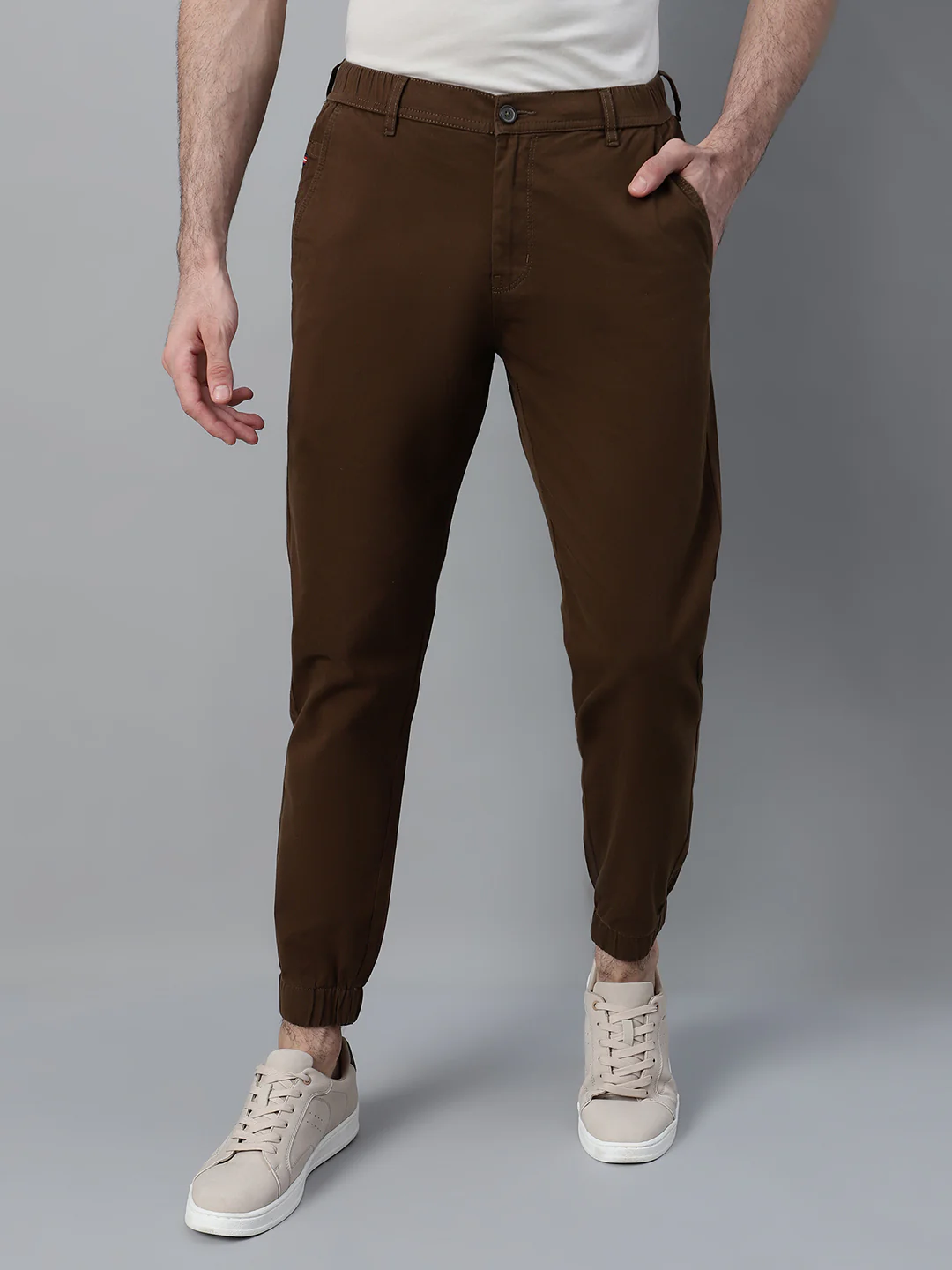 Men's Brown Solid Casual Jogger - Image 5