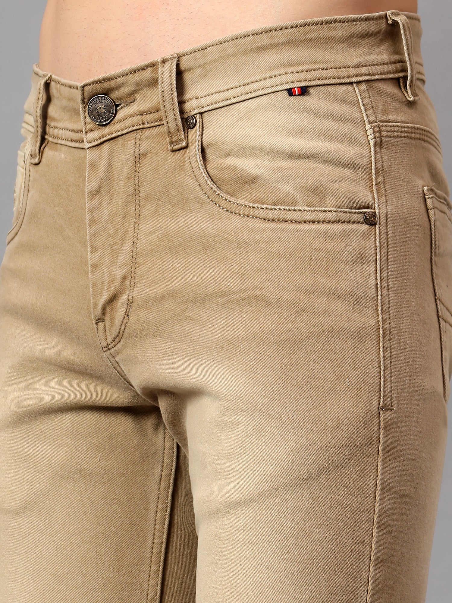 Denim Jeans for Men l Breathable & Soft with Color Fastness Ultra Narrow Fit Cotton Fabric Solid Pattern Button Closure - Image 5