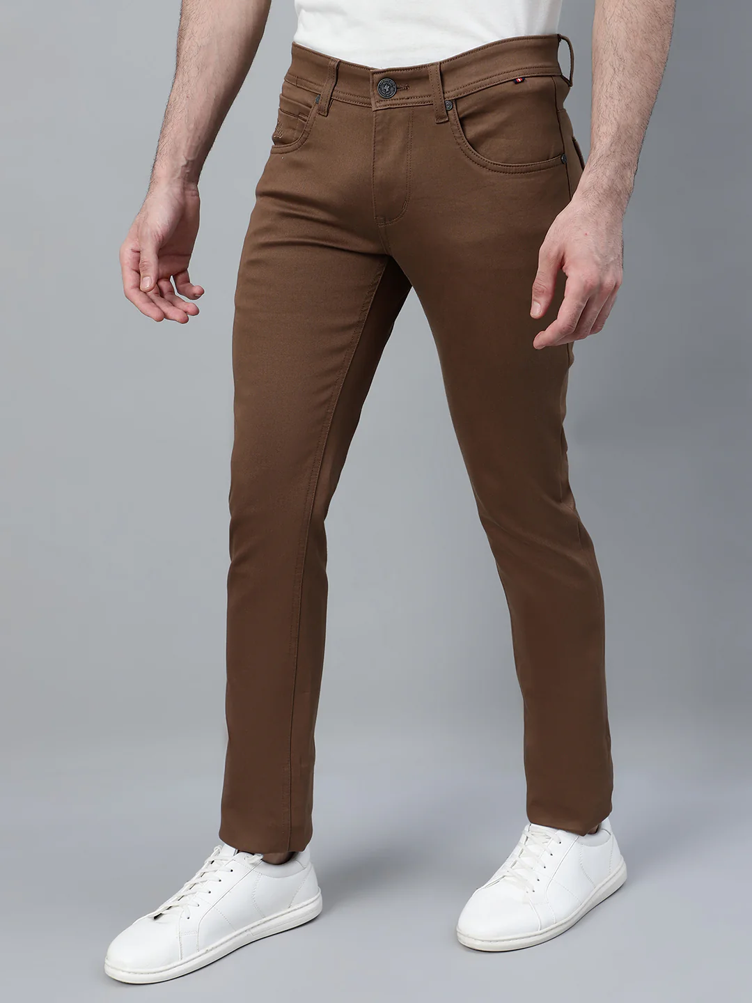 Casual Trouser for Men | Breathable & Soft with Color Fastness Regular Fit Cotton Blend Fabric Solid Pattern Button Closure - Image 3
