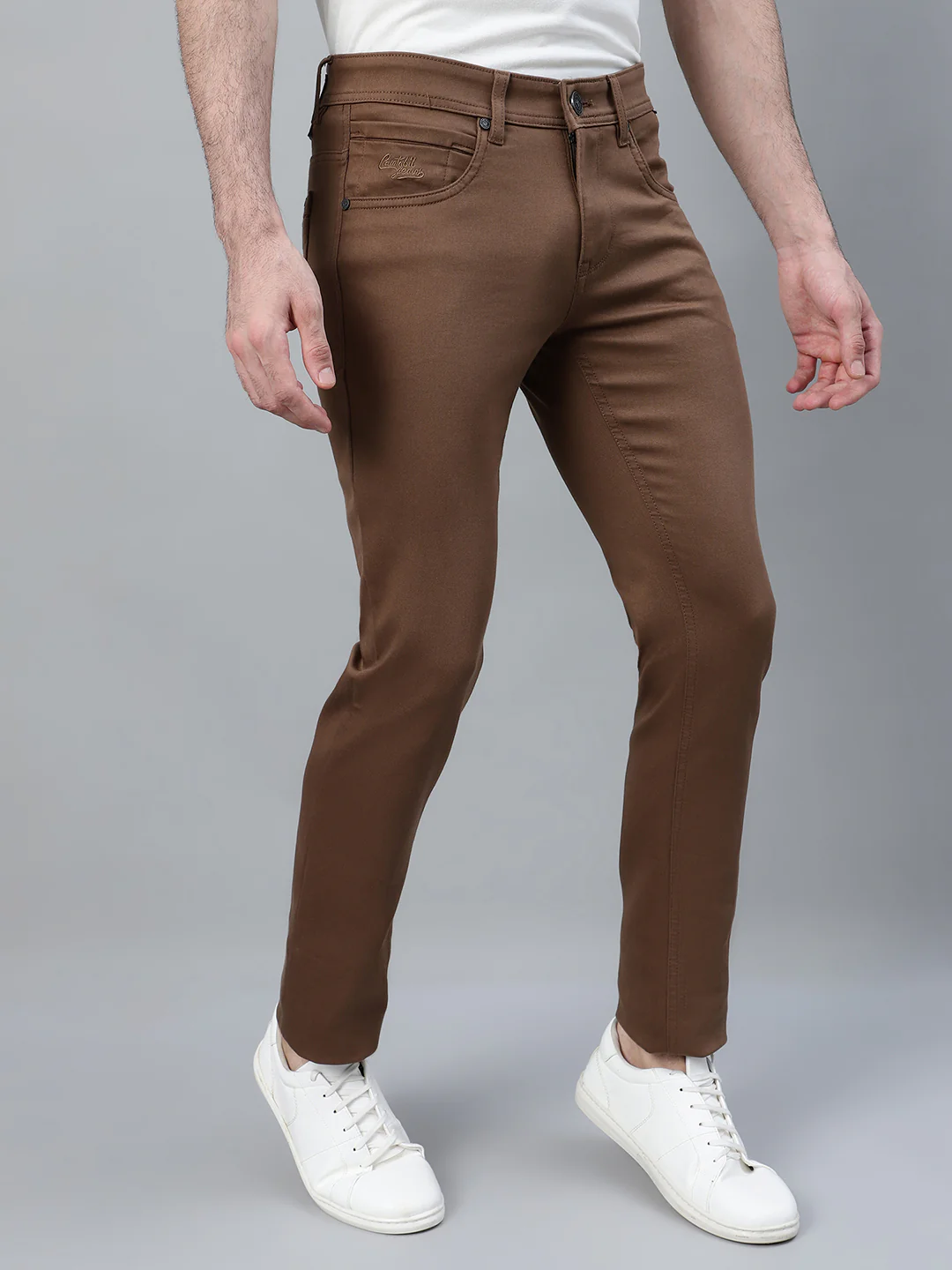 Casual Trouser for Men | Breathable & Soft with Color Fastness Regular Fit Cotton Blend Fabric Solid Pattern Button Closure - Image 4