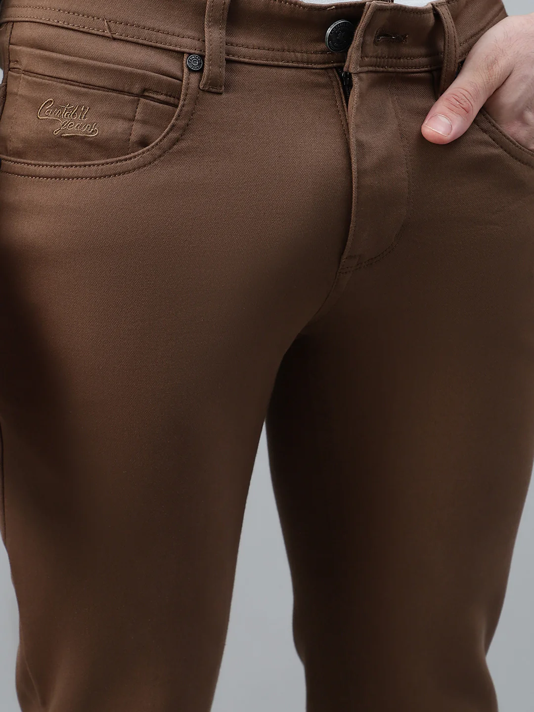 Casual Trouser for Men | Breathable & Soft with Color Fastness Regular Fit Cotton Blend Fabric Solid Pattern Button Closure - Image 5
