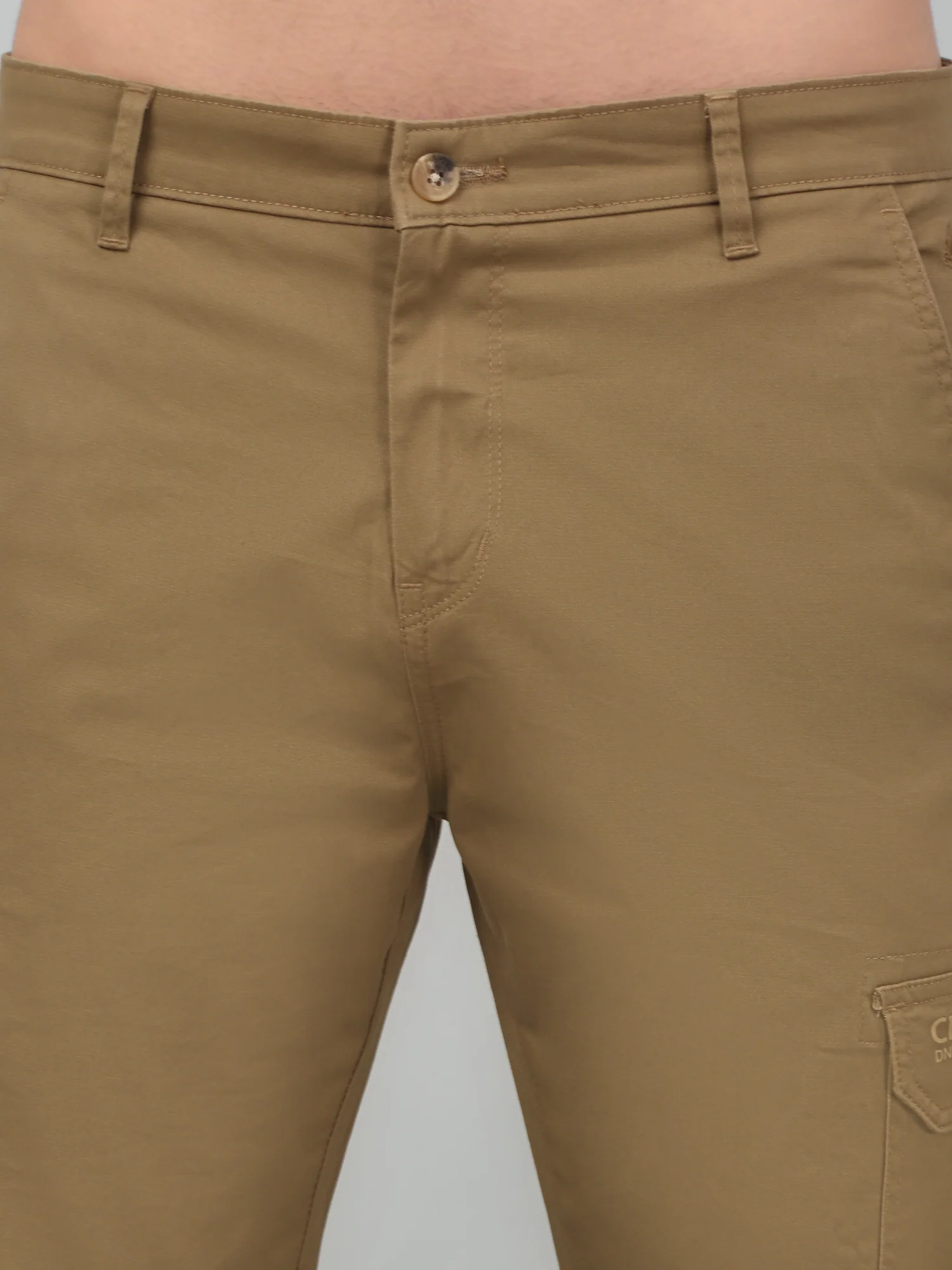 Men's Brown Solid Stretchable Cargo - Image 5