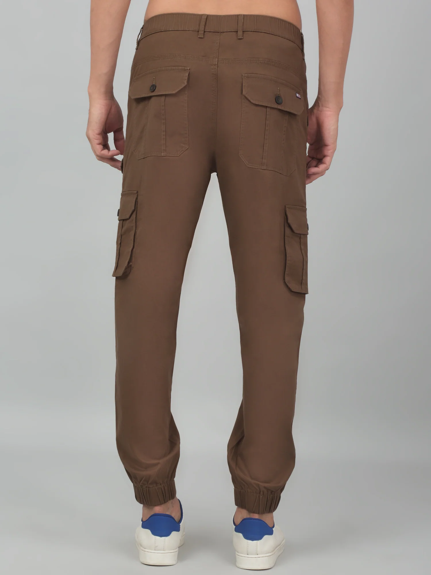 Men's Brown Solid Stretchable Cargo - Image 2