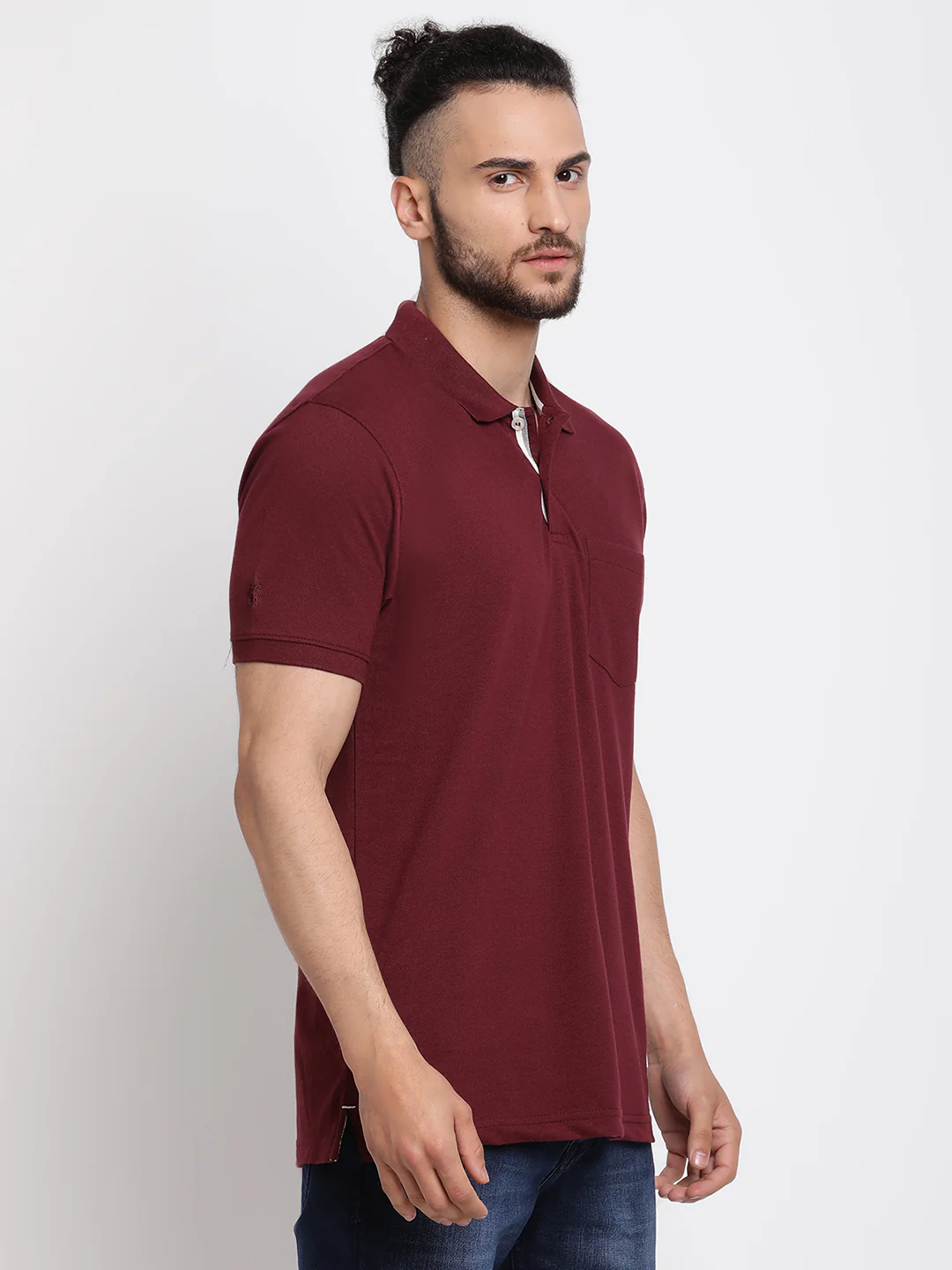 T-Shirt for Men | Breathable & Soft with Color Fastness Regular Fit Polo Neck Poly Cotton Fabric Solid Pattern - Image 4