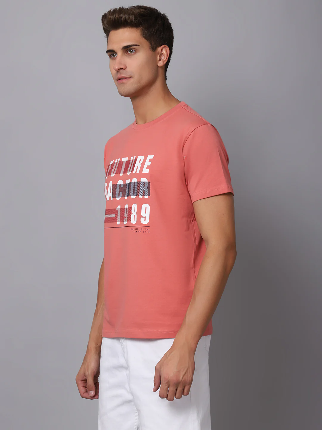 T-Shirt for Men | Breathable & Soft with Color Fastness Regular Fit Round Neck Cotton Blend Fabric Printed Pattern - Image 3