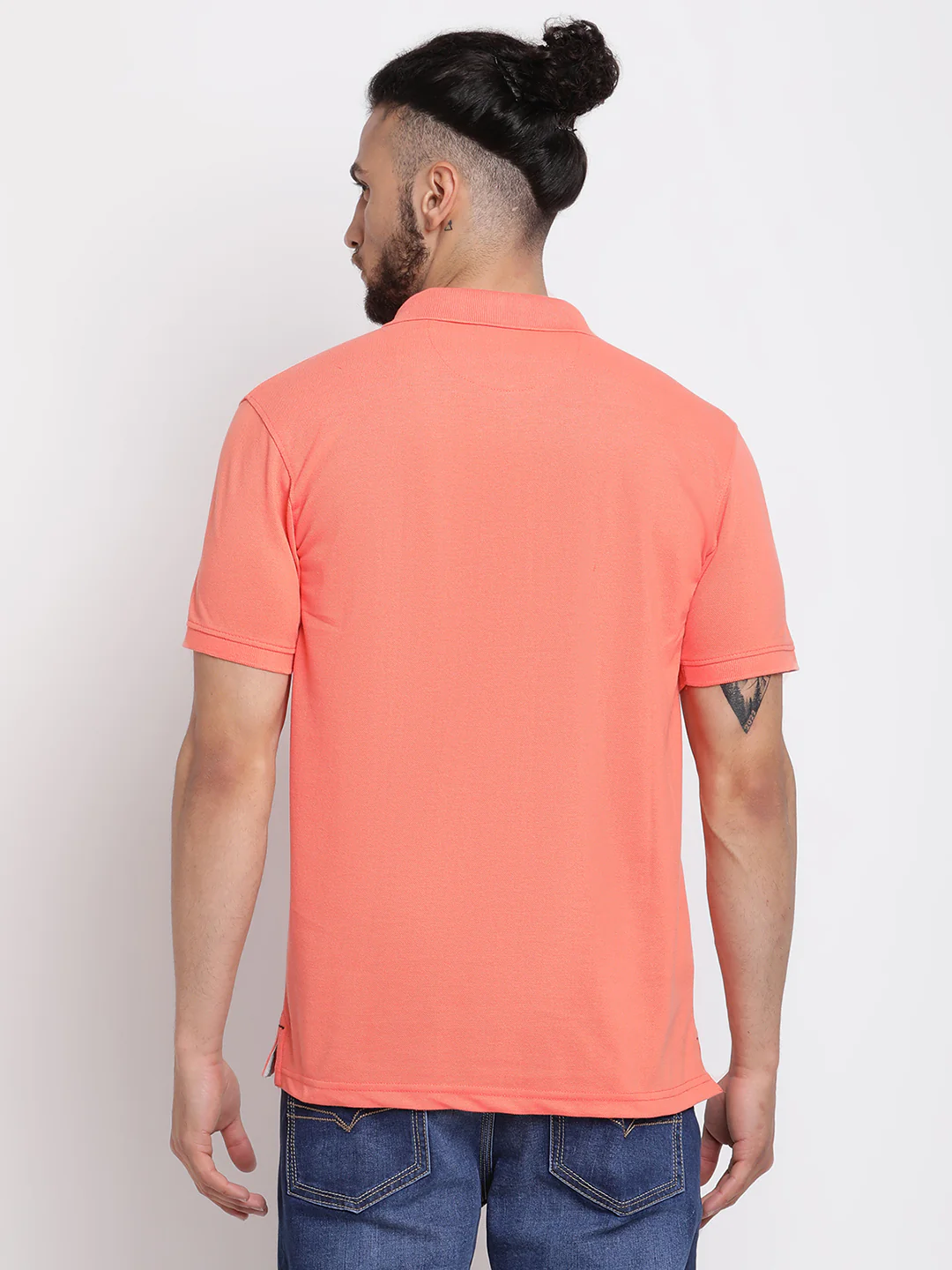 T-Shirt for Men | Breathable & Soft with Color Fastness Regular Fit Polo Neck Poly Cotton Fabric Solid Pattern - Image 2