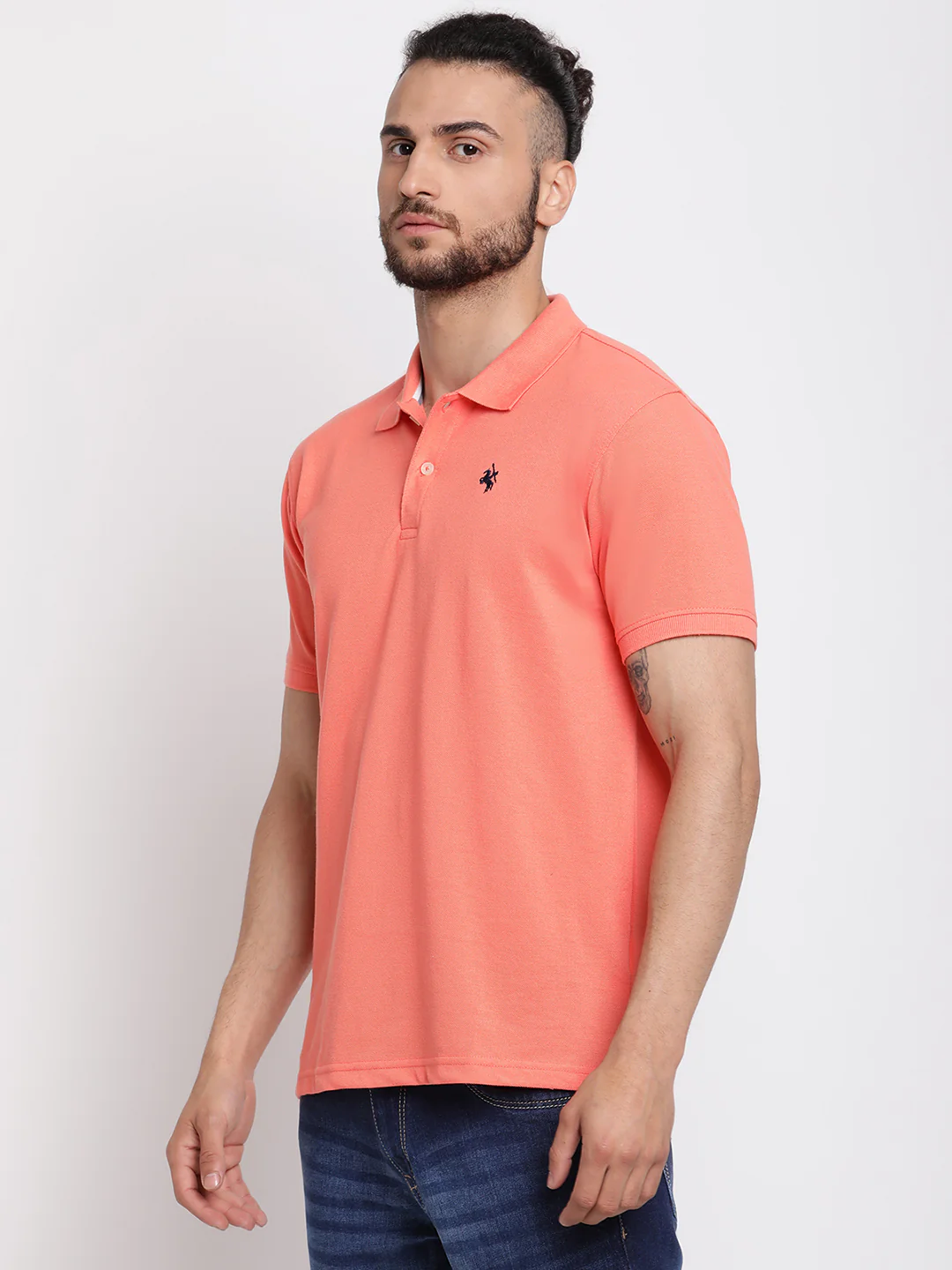 T-Shirt for Men | Breathable & Soft with Color Fastness Regular Fit Polo Neck Poly Cotton Fabric Solid Pattern - Image 3