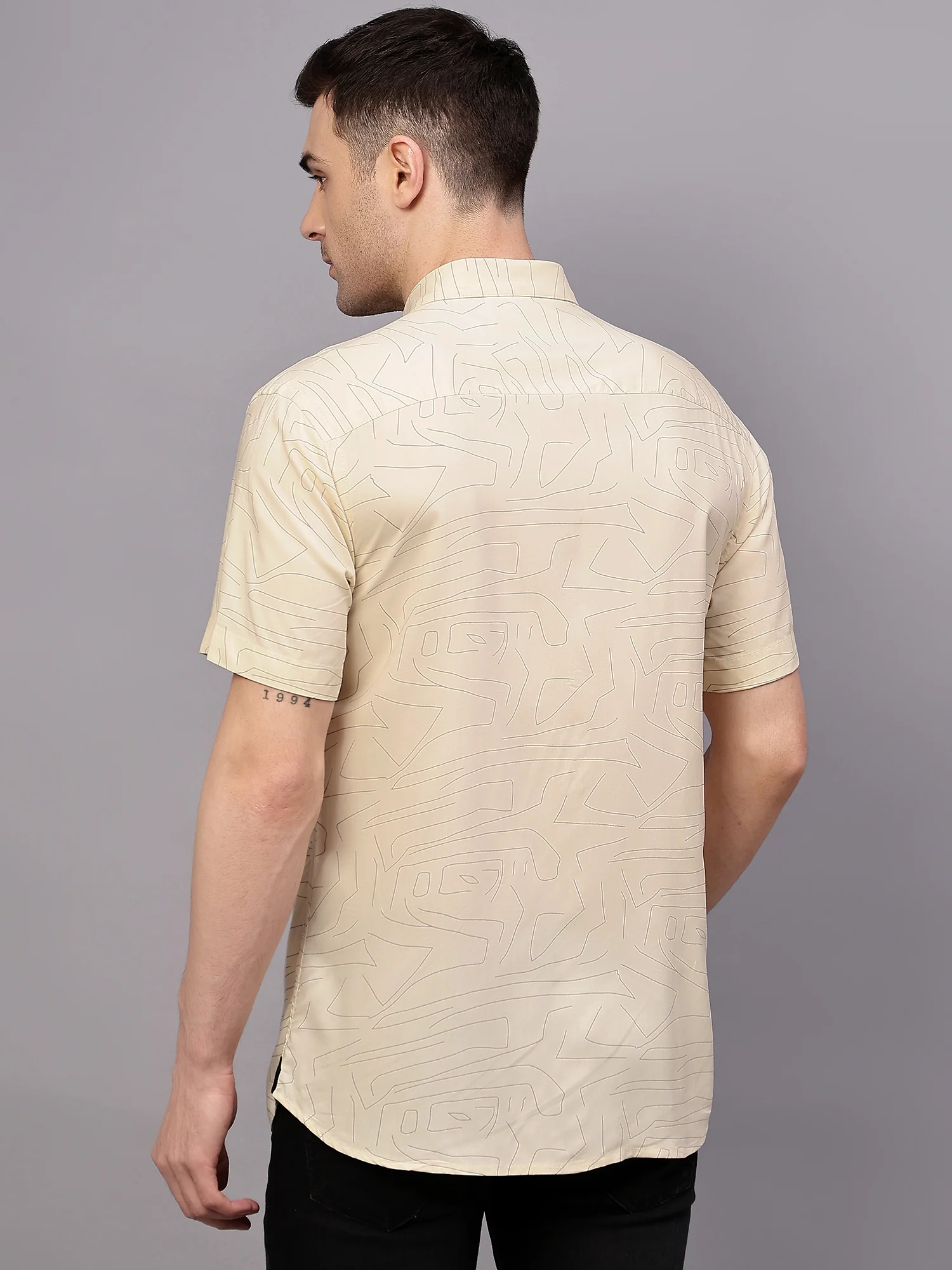 Casual Shirt for Men | Breathable & Soft with Color Fastness Regular Fit Spread Collar Neck Viscose Fabric Printed Pattern - Image 2