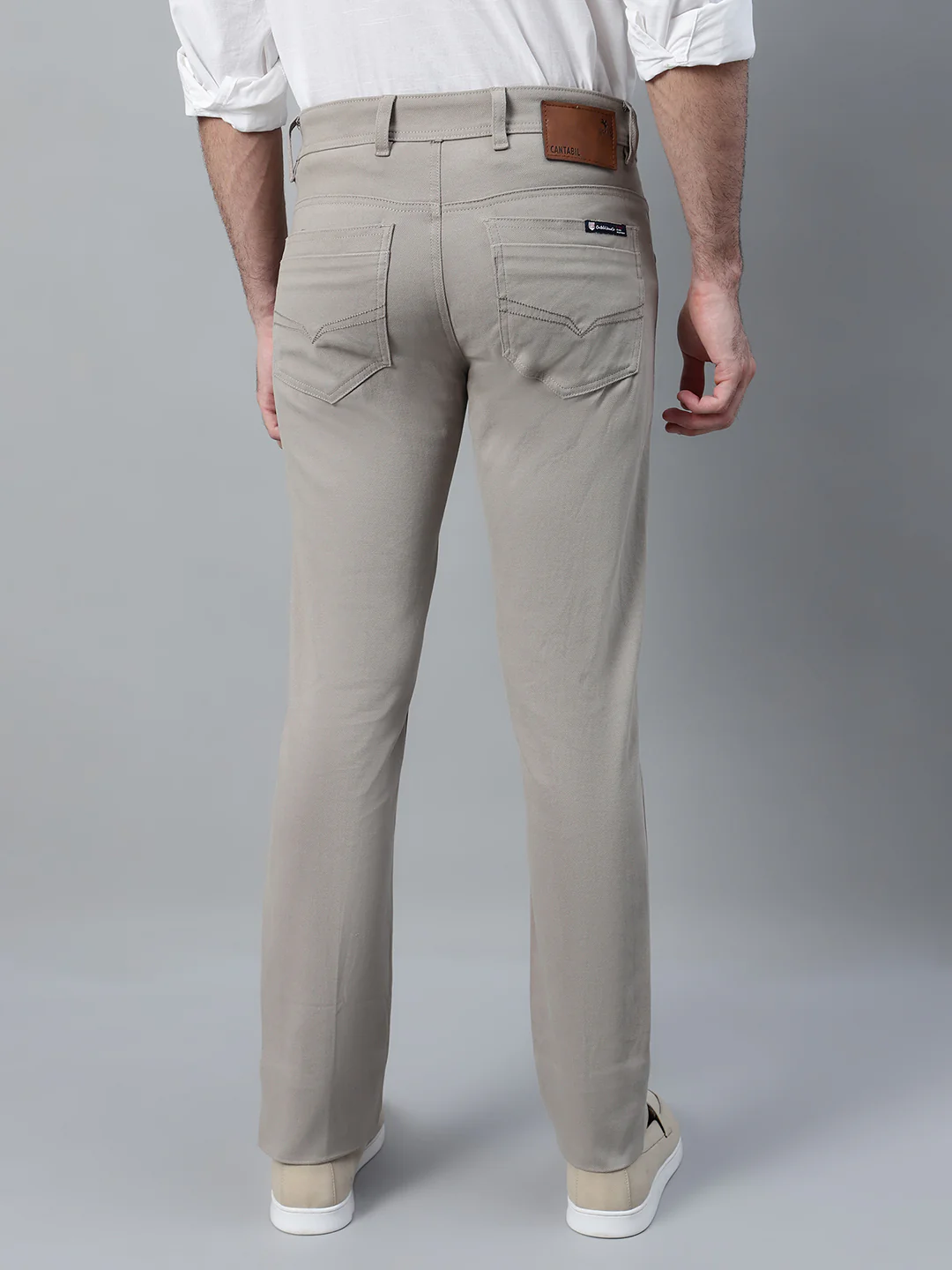 Casual Trouser for Men | Breathable & Soft with Color Fastness Regular Fit Cotton Blend Fabric Self Design Pattern Button Closure - Image 2