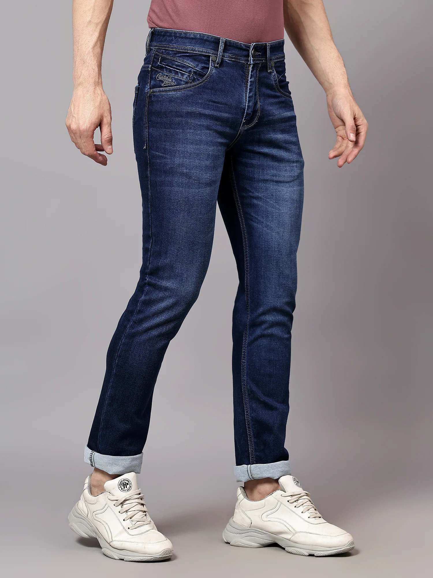 Denim Jeans for Men l Breathable & Soft with Color Fastness Ultra Narrow Fit Cotton Fabric Solid Pattern Button Closure - Image 4
