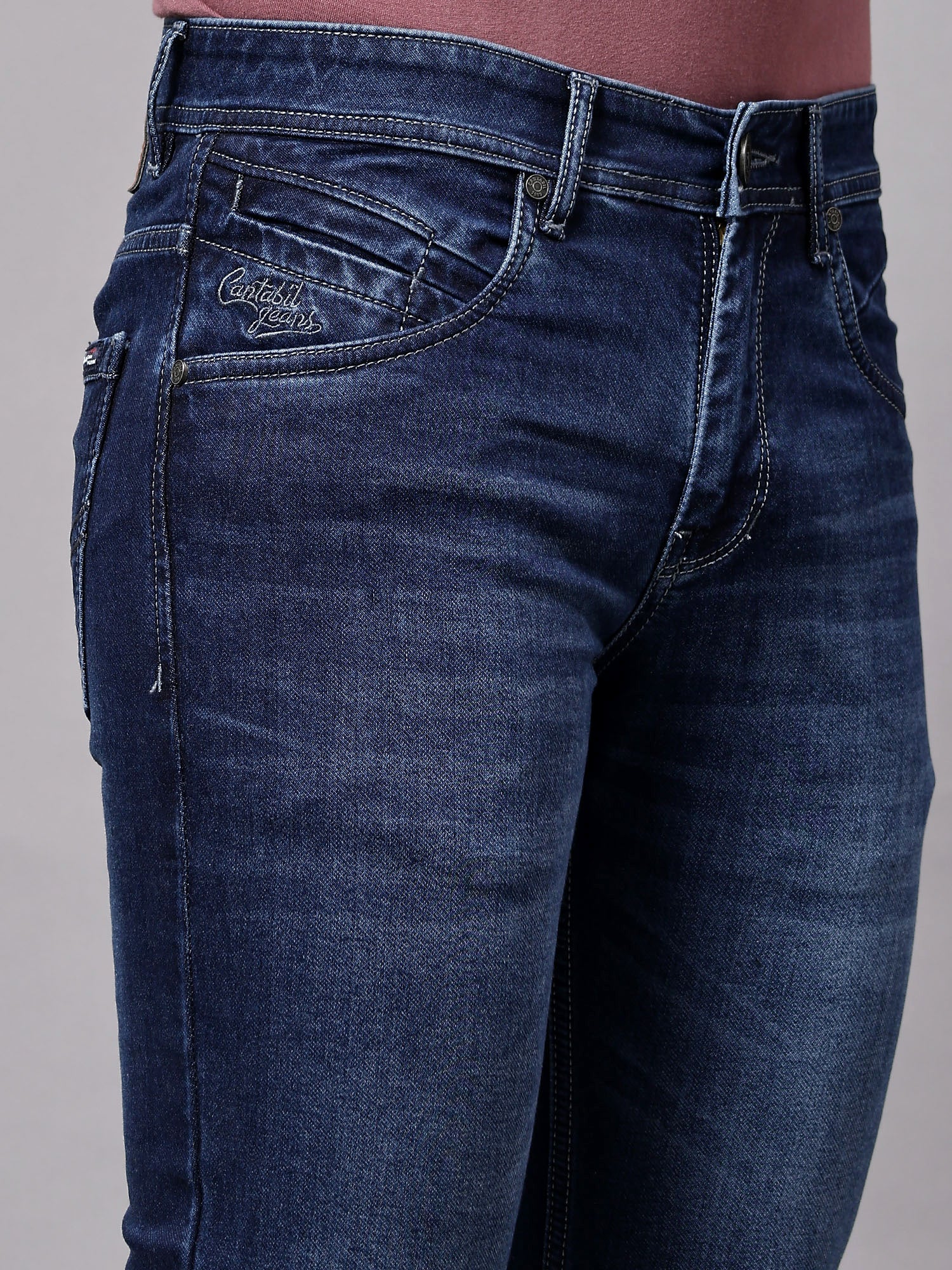 Denim Jeans for Men l Breathable & Soft with Color Fastness Ultra Narrow Fit Cotton Fabric Solid Pattern Button Closure - Image 5