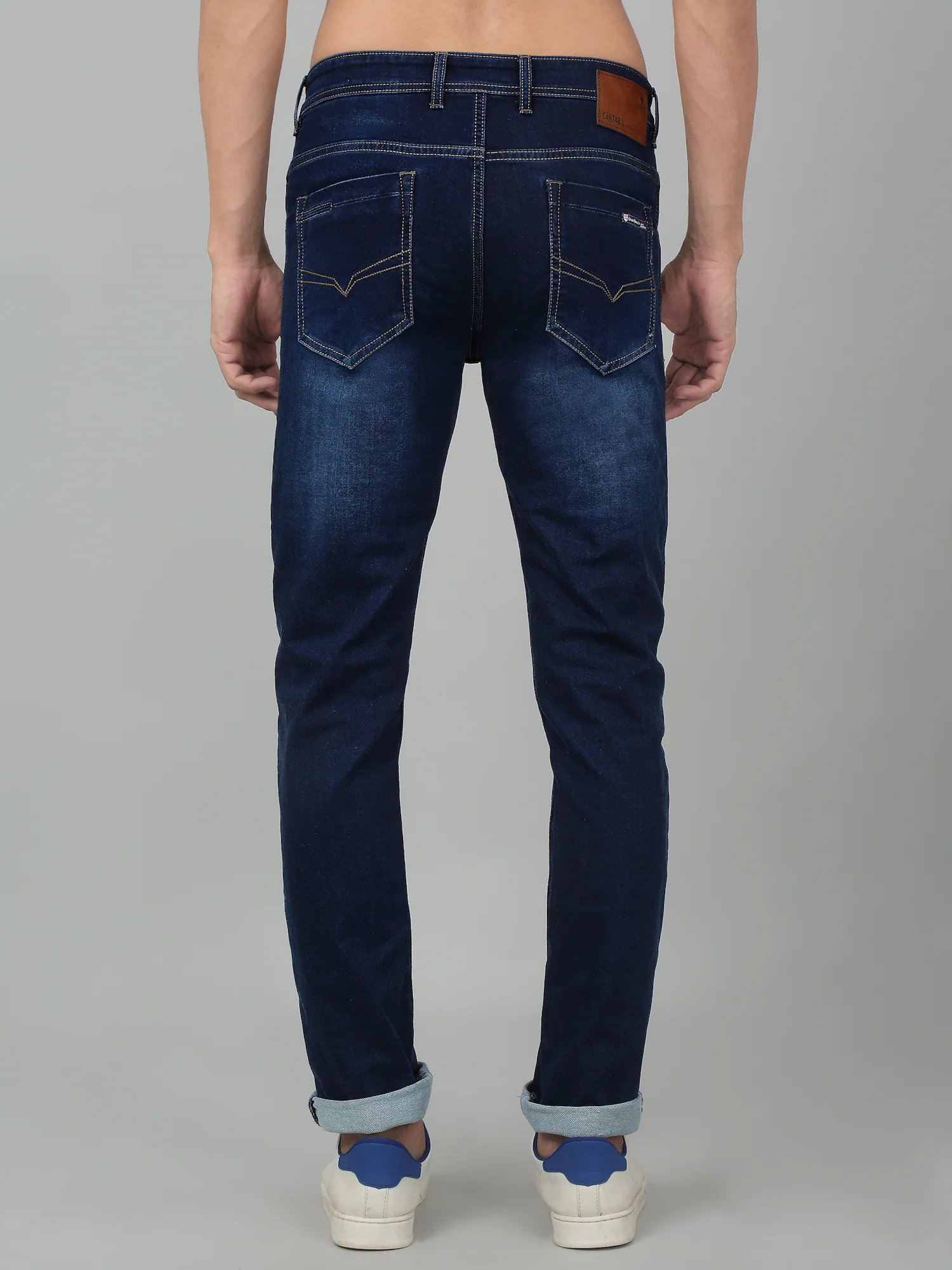 Denim Jeans for Men l Breathable & Soft with Color Fastness Ultra Narrow Fit Cotton Fabric Solid Pattern Button Closure - Image 2