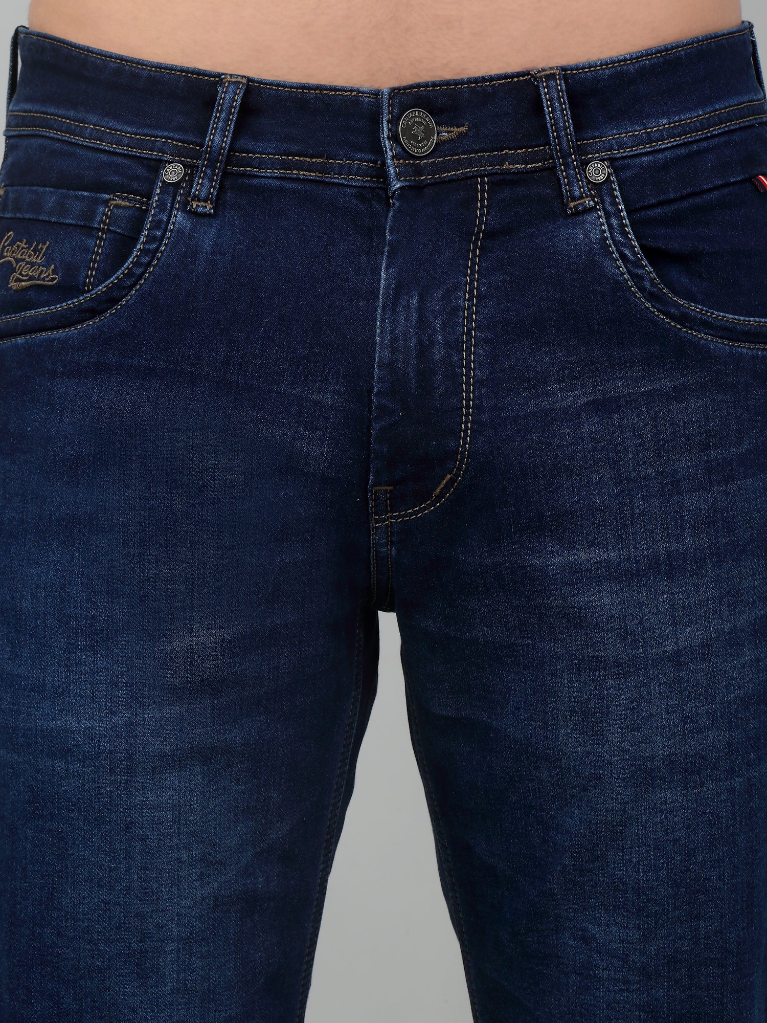 Denim Jeans for Men l Breathable & Soft with Color Fastness Ultra Narrow Fit Cotton Fabric Solid Pattern Button Closure - Image 5