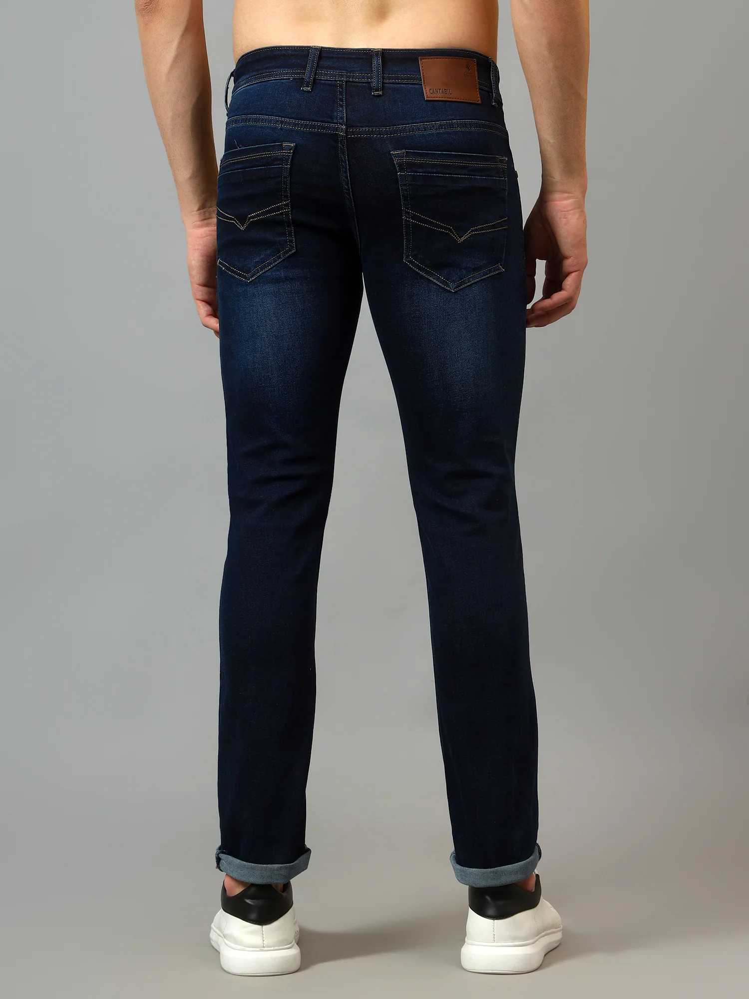 Denim Jeans for Men l Breathable & Soft with Color Fastness Ultra Narrow Fit Cotton Fabric Solid Pattern Button Closure - Image 2