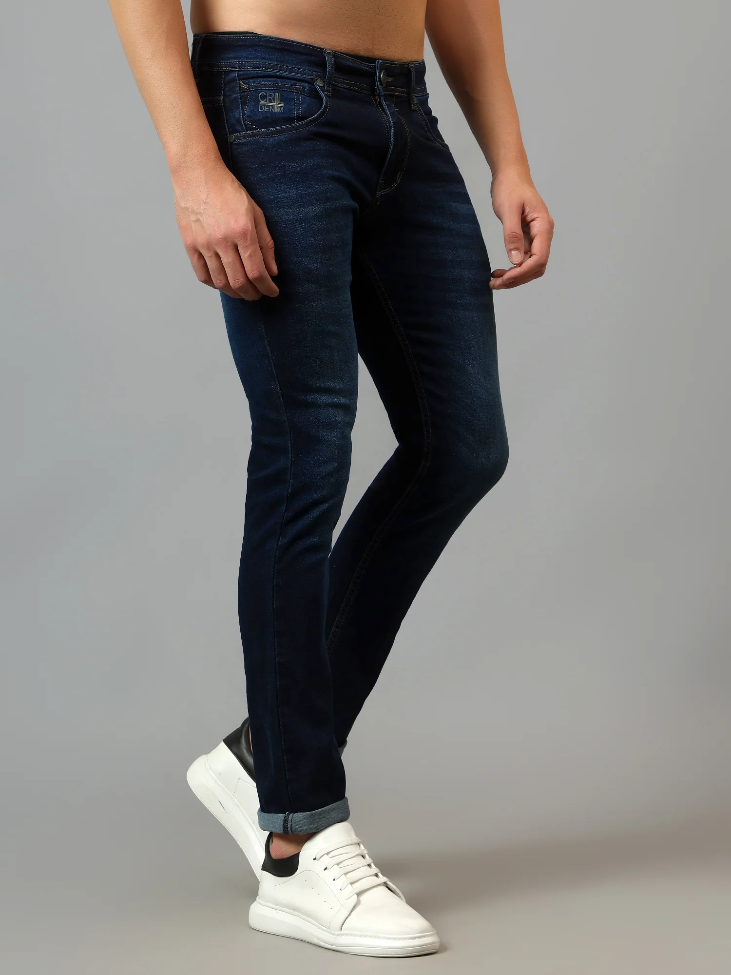 Denim Jeans for Men l Breathable & Soft with Color Fastness Ultra Narrow Fit Cotton Fabric Solid Pattern Button Closure - Image 3