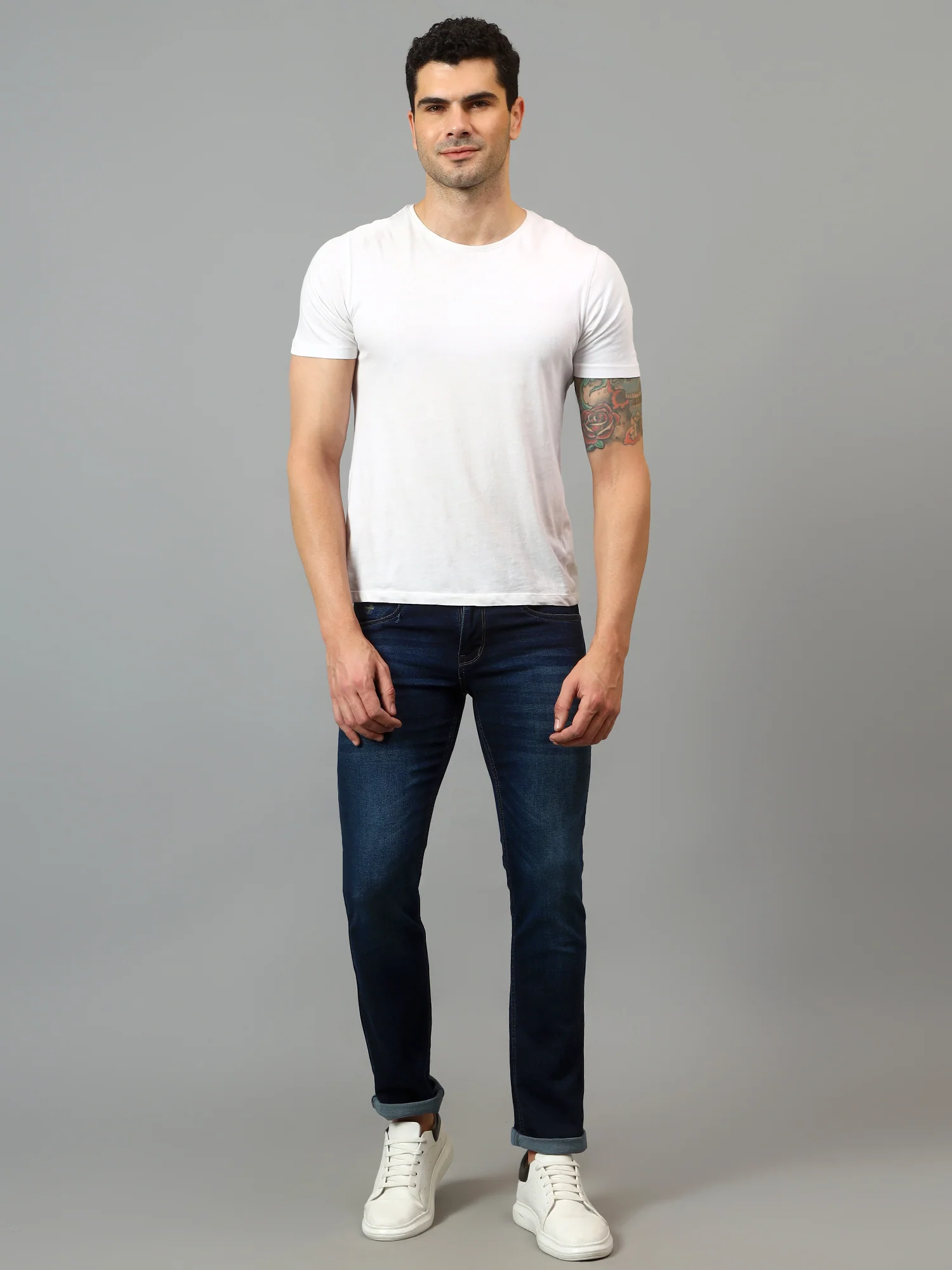 Denim Jeans for Men l Breathable & Soft with Color Fastness Ultra Narrow Fit Cotton Fabric Solid Pattern Button Closure - Image 6