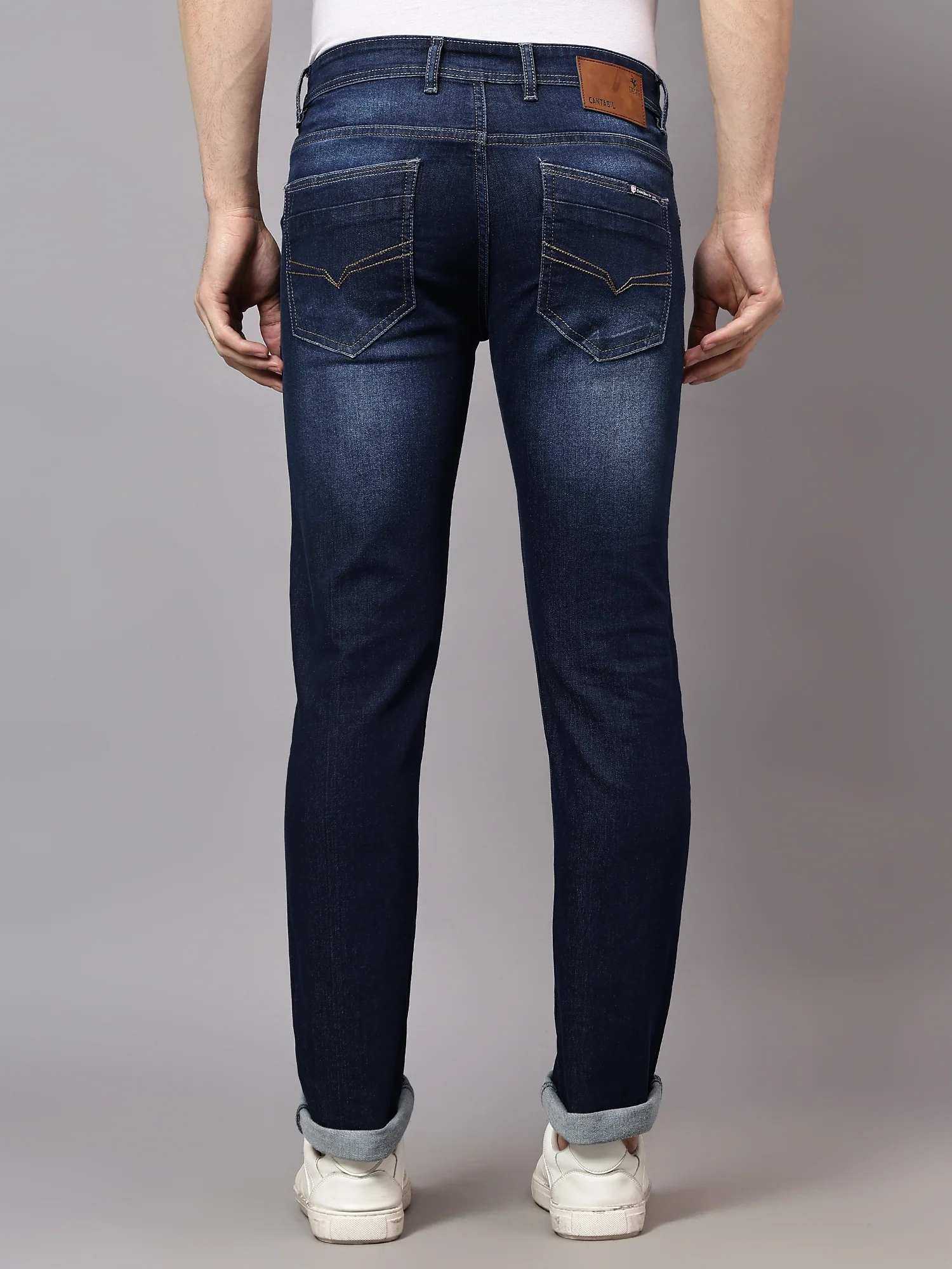 Denim Jeans for Men l Breathable & Soft with Color Fastness Ultra Narrow Fit Cotton Fabric Solid Pattern Button Closure - Image 4