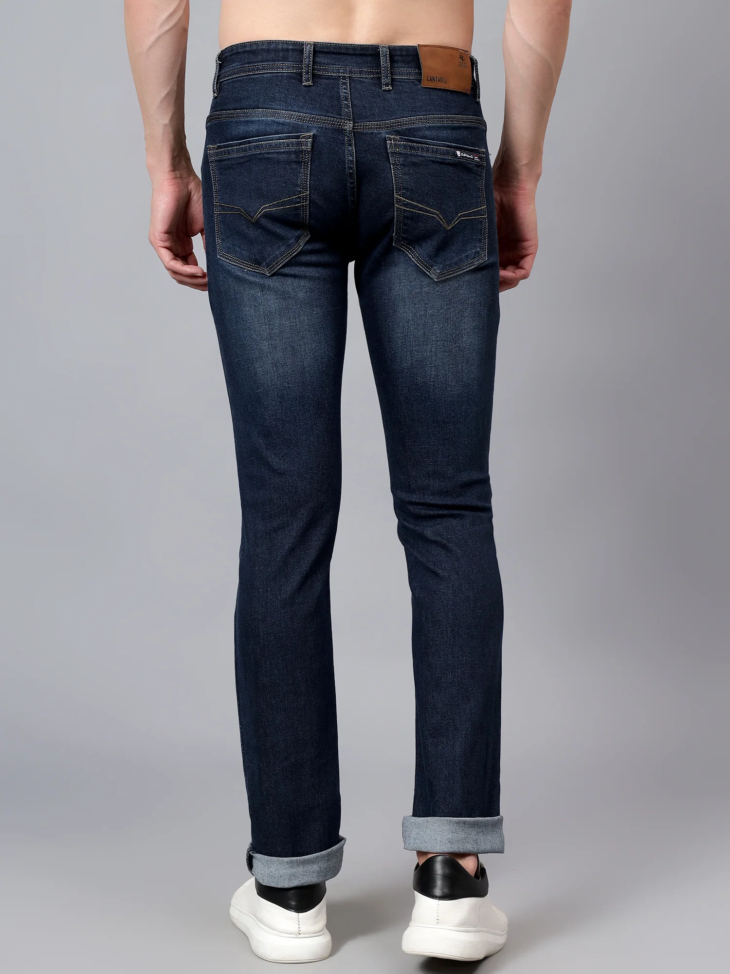 Denim Jeans for Men l Breathable & Soft with Color Fastness Ultra Narrow Fit Cotton Fabric Solid Pattern Button Closure - Image 2