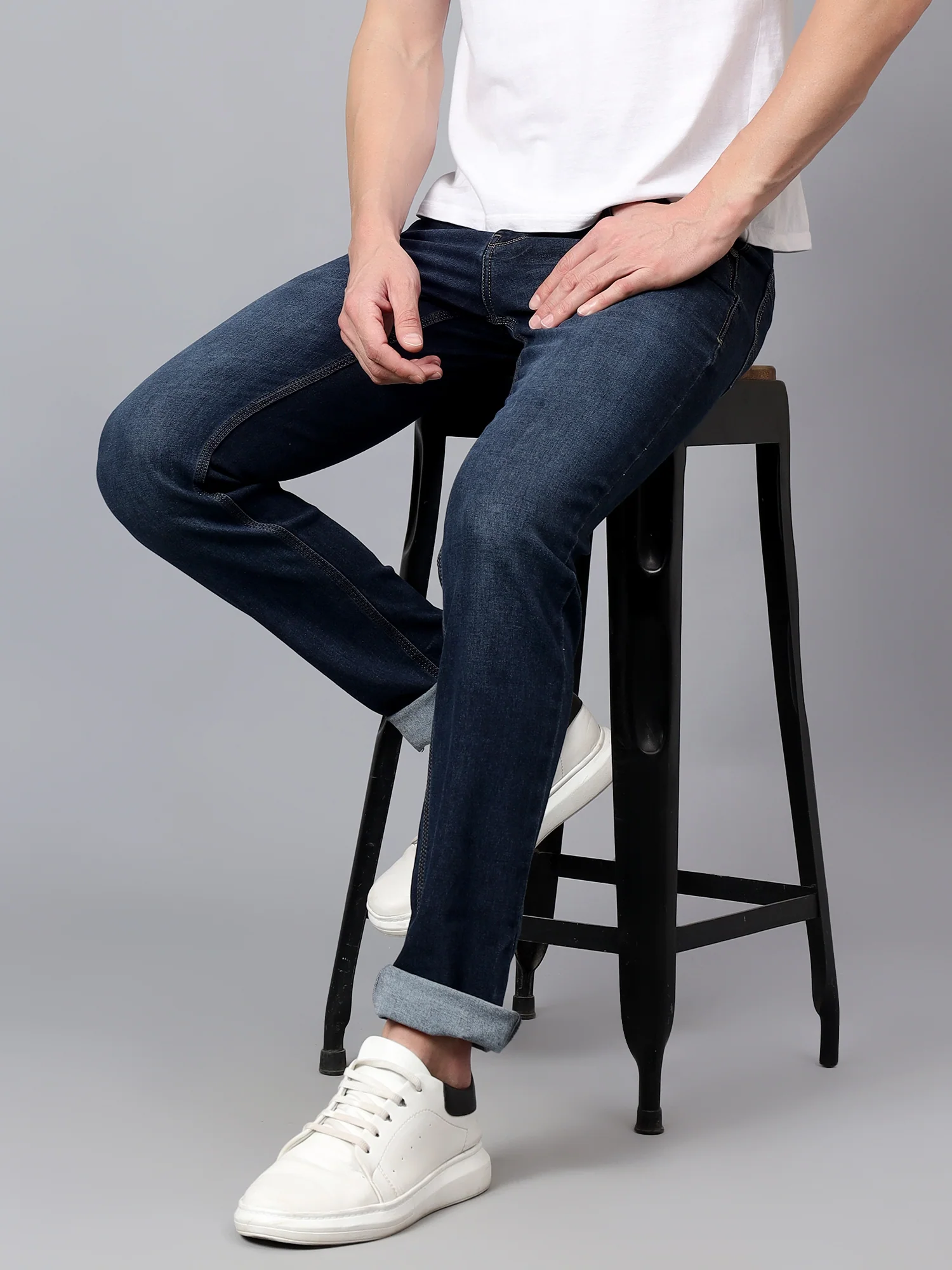 Denim Jeans for Men l Breathable & Soft with Color Fastness Ultra Narrow Fit Cotton Fabric Solid Pattern Button Closure - Image 6