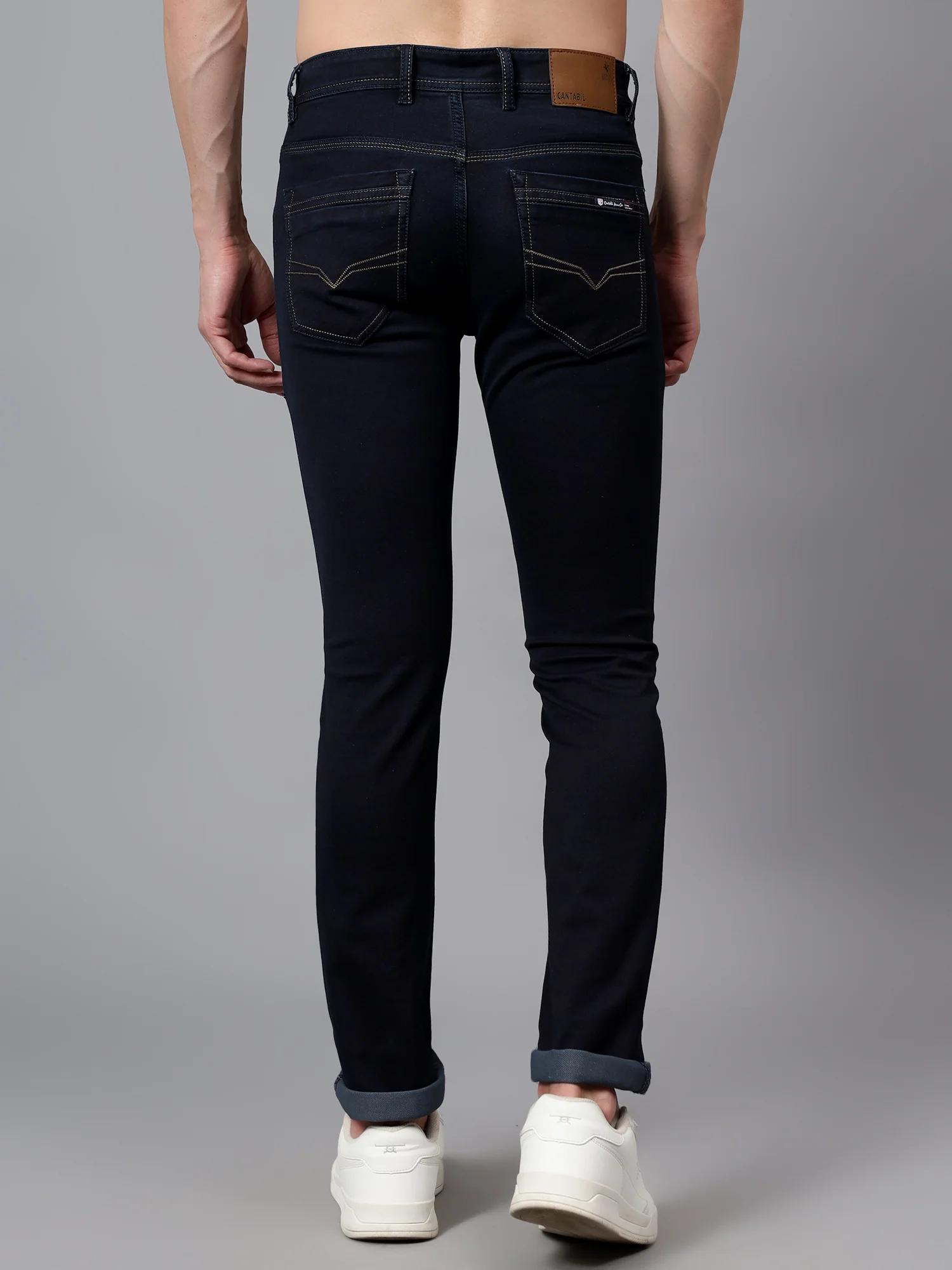 Denim Jeans for Men l Breathable & Soft with Color Fastness Ultra Narrow Fit Cotton Fabric Solid Pattern Button Closure - Image 2