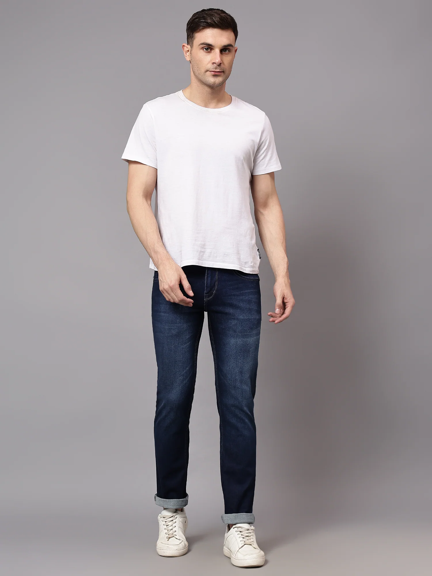 Denim Jeans for Men l Breathable & Soft with Color Fastness Ultra Narrow Fit Cotton Fabric Solid Pattern Button Closure - Image 6