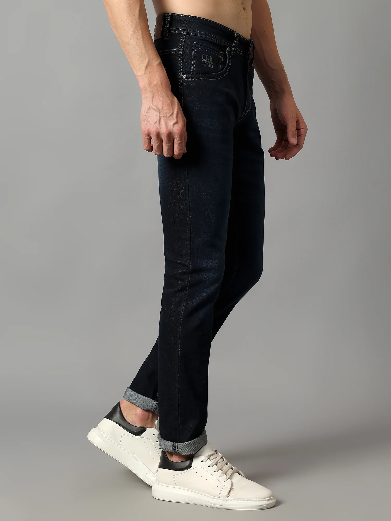 Denim Jeans for Men l Breathable & Soft with Color Fastness Ultra Narrow Fit Cotton Fabric Solid Pattern Button Closure - Image 4