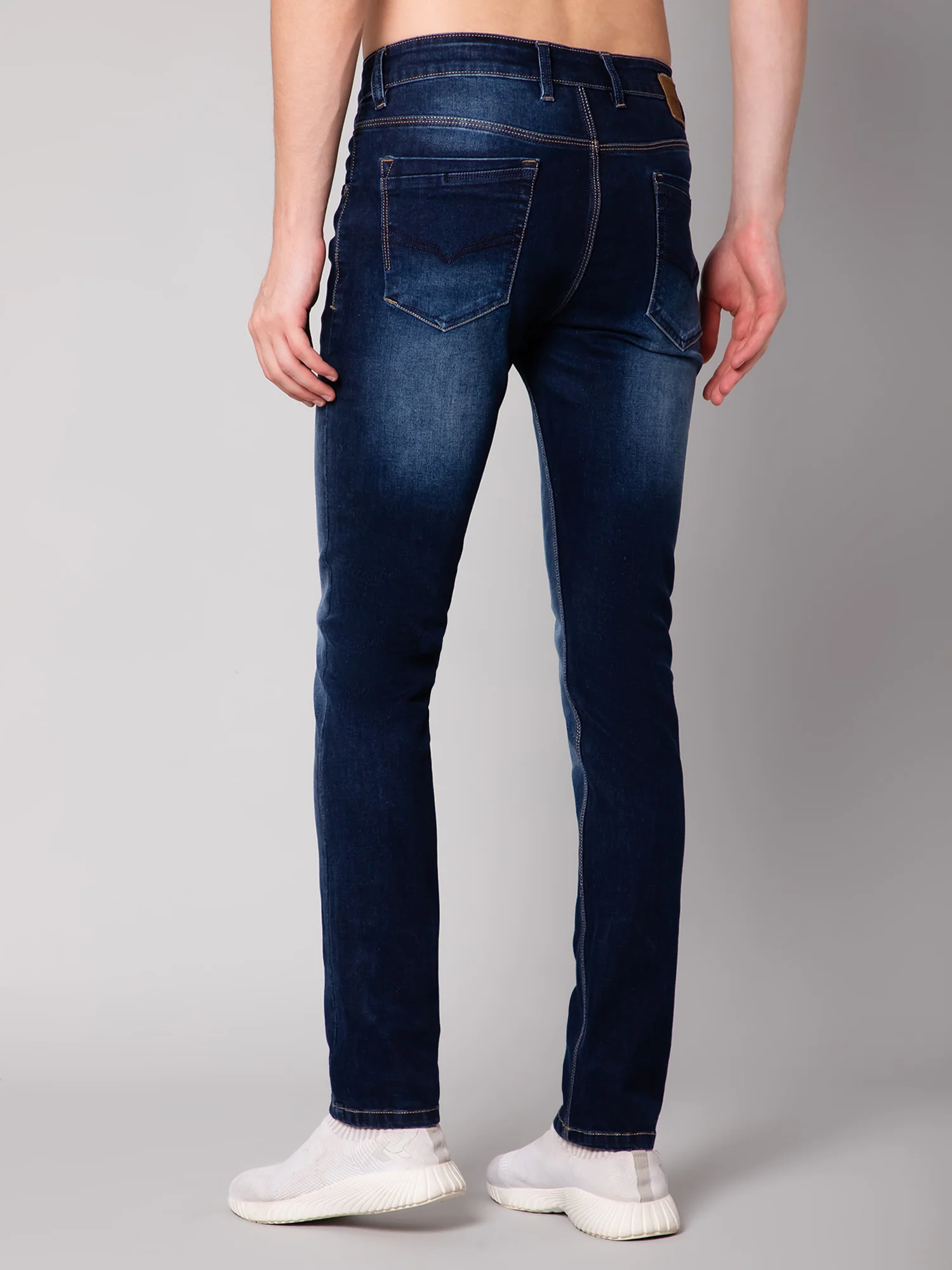 Denim Jeans for Men l Breathable & Soft with Color Fastness Ultra Narrow Fit Cotton Fabric Solid Pattern Button Closure - Image 4