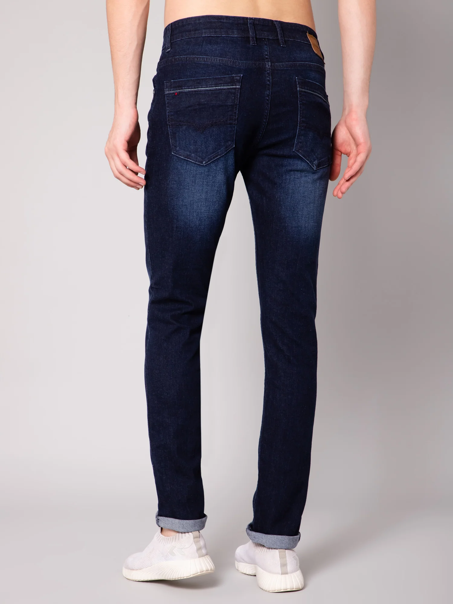 Denim Jeans for Men l Breathable & Soft with Color Fastness Ultra Narrow Fit Cotton Fabric Solid Pattern Button Closure - Image 4