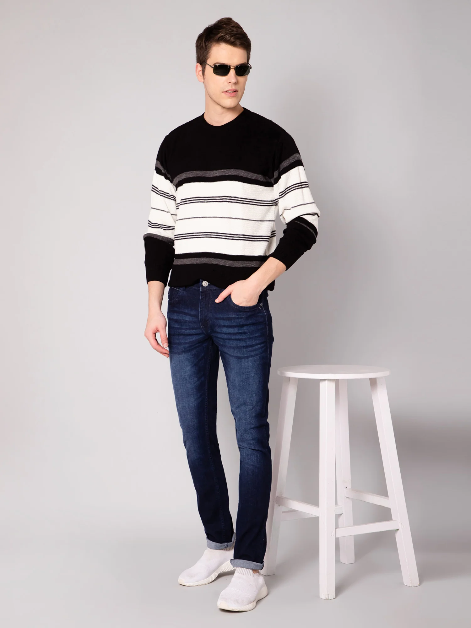 Denim Jeans for Men l Breathable & Soft with Color Fastness Ultra Narrow Fit Cotton Fabric Solid Pattern Button Closure - Image 5