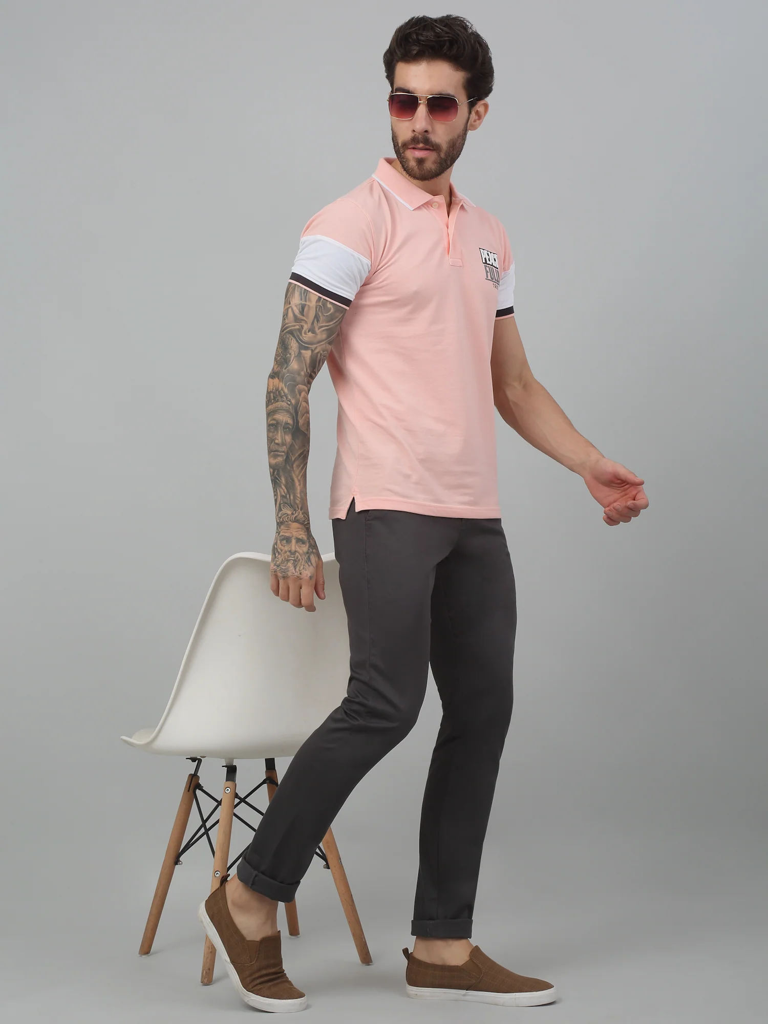 Men's Casual Flat front Dark Grey  Trousers - Image 6