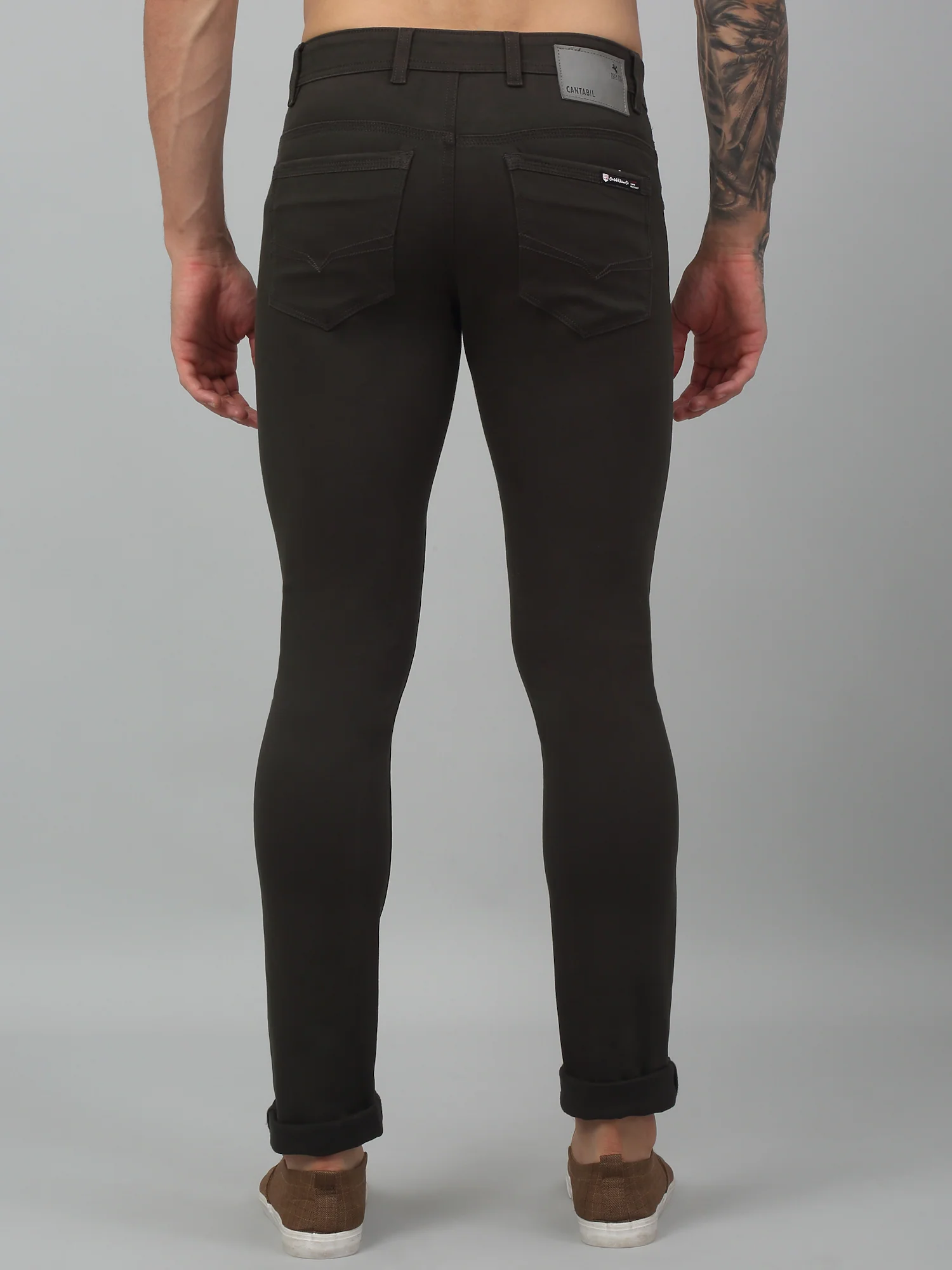Men's Casual Flat front Military Green  Trousers - Image 2