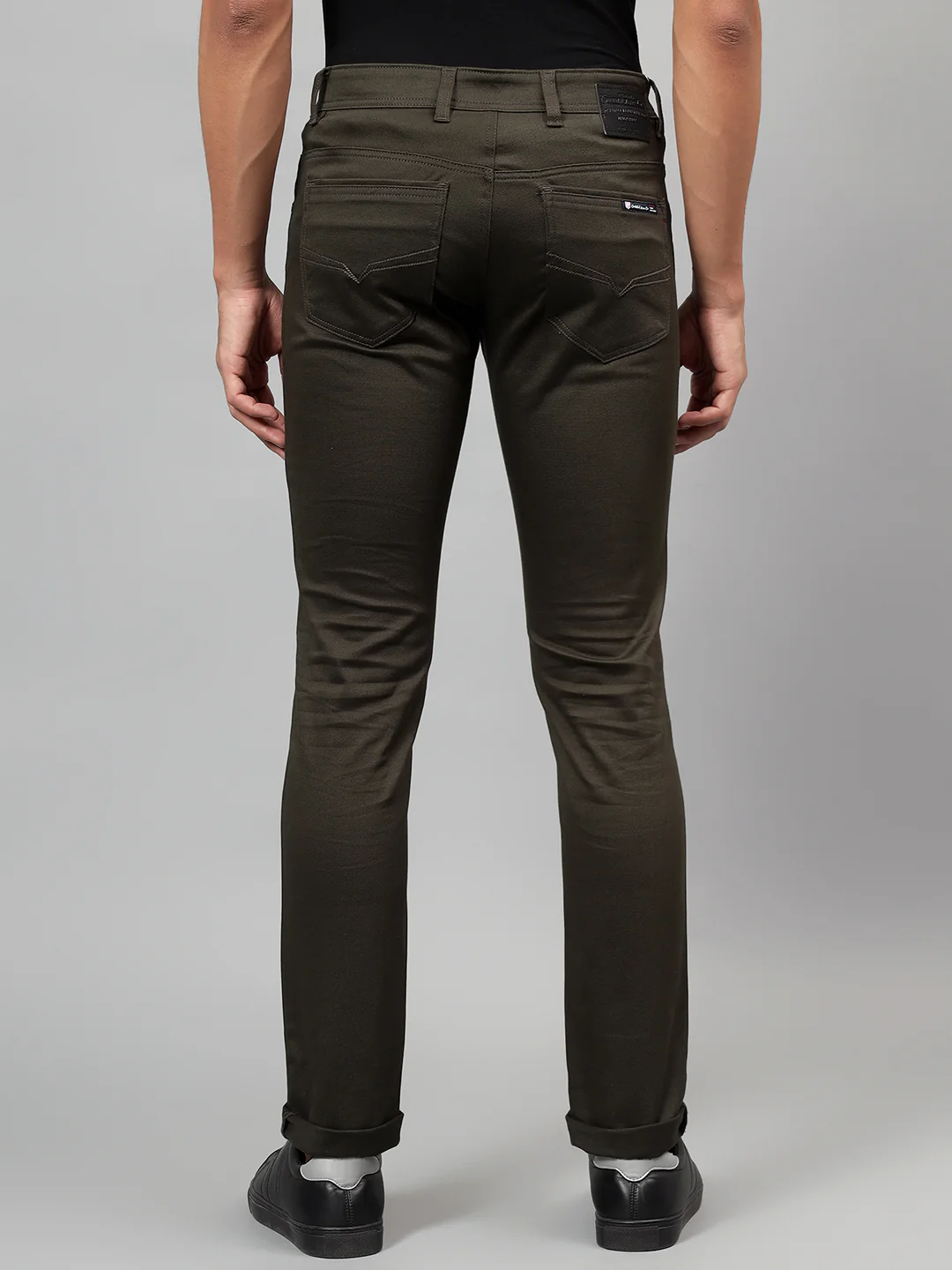 Casual Trouser for Men | Breathable & Soft with Color Fastness Regular Fit Cotton Blend Fabric Self Design Pattern Button Closure - Image 3