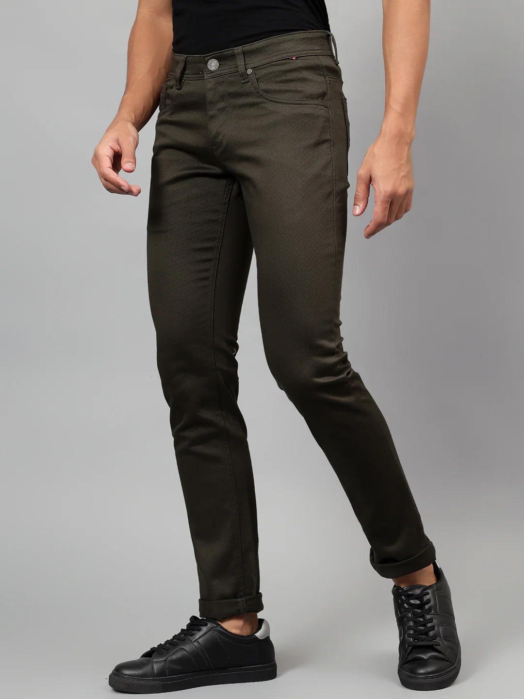 Casual Trouser for Men | Breathable & Soft with Color Fastness Regular Fit Cotton Blend Fabric Self Design Pattern Button Closure - Image 4