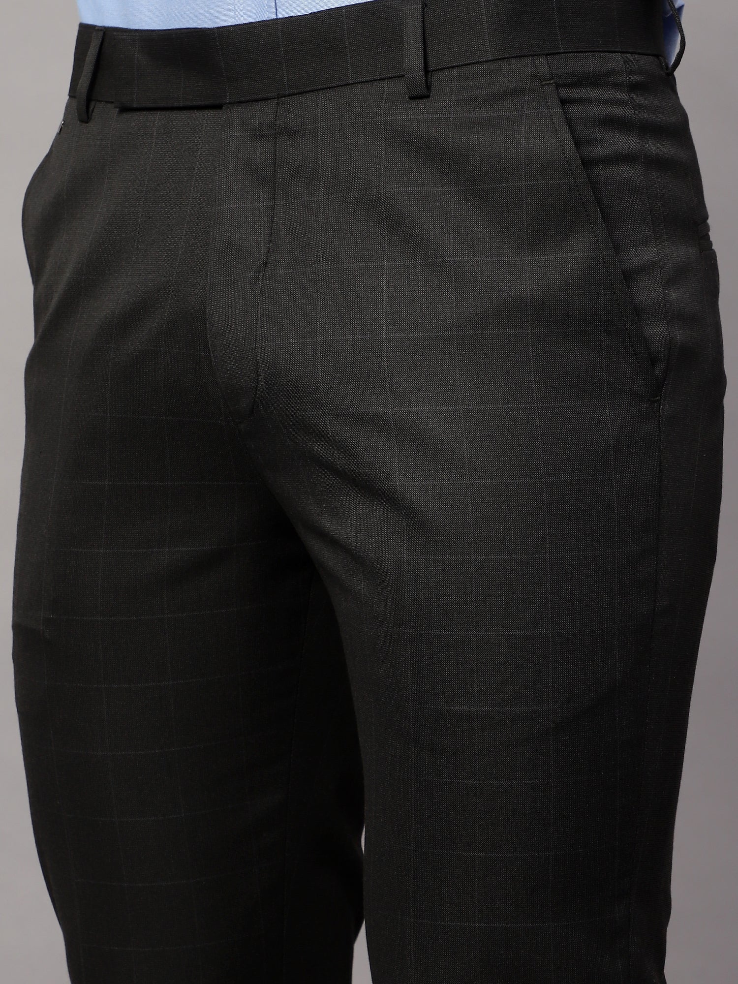 Formal Trouser for Men | Breathable & Soft with Color Fastness Regular Fit Poly Viscose Fabric Checkered Pattern Hook & Eye Closure - Image 5