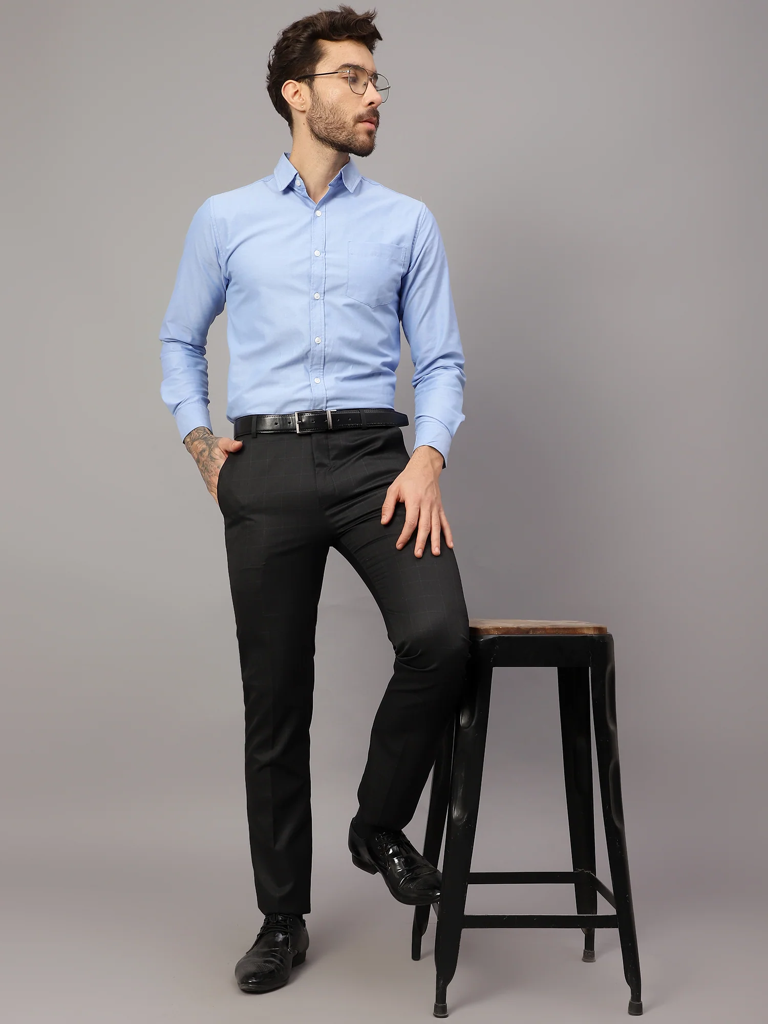 Formal Trouser for Men | Breathable & Soft with Color Fastness Regular Fit Poly Viscose Fabric Checkered Pattern Hook & Eye Closure - Image 6